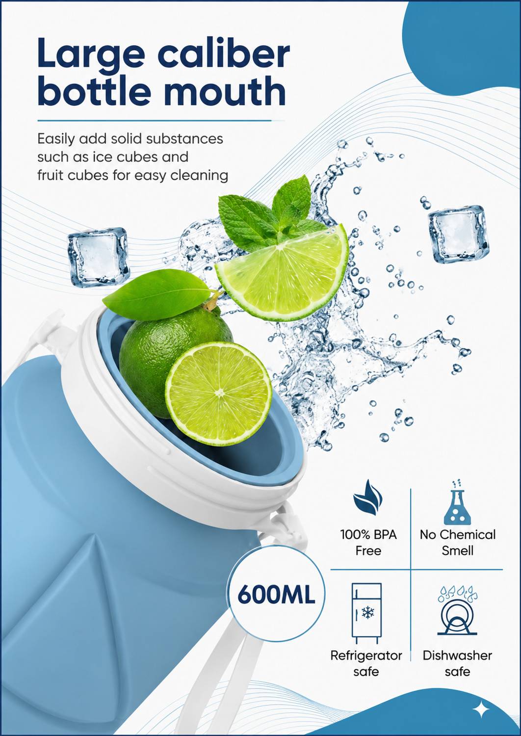 Moushumi Silicone Foldable Water Bottle 600ml - Image 2