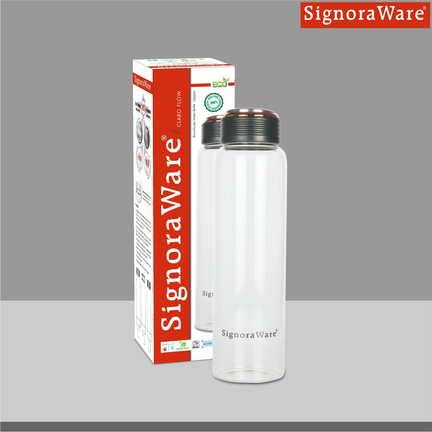 Image of Signoraware Claro Flow Bottle 1 L Glass Bottle