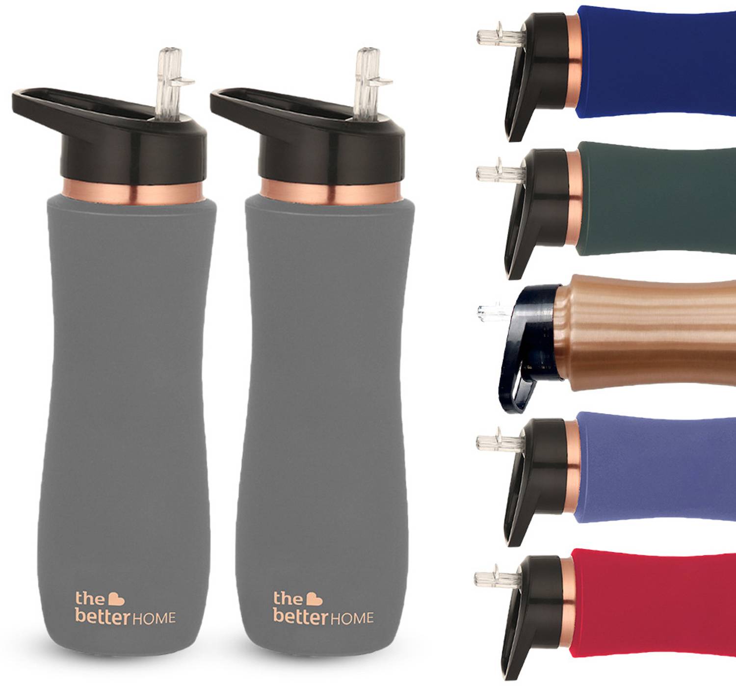 The Better Home Copper Water Bottle with Sipper (700ml) | 100% Pure Copper Bottle | Leak Proof 700 ml Copper Bottle
