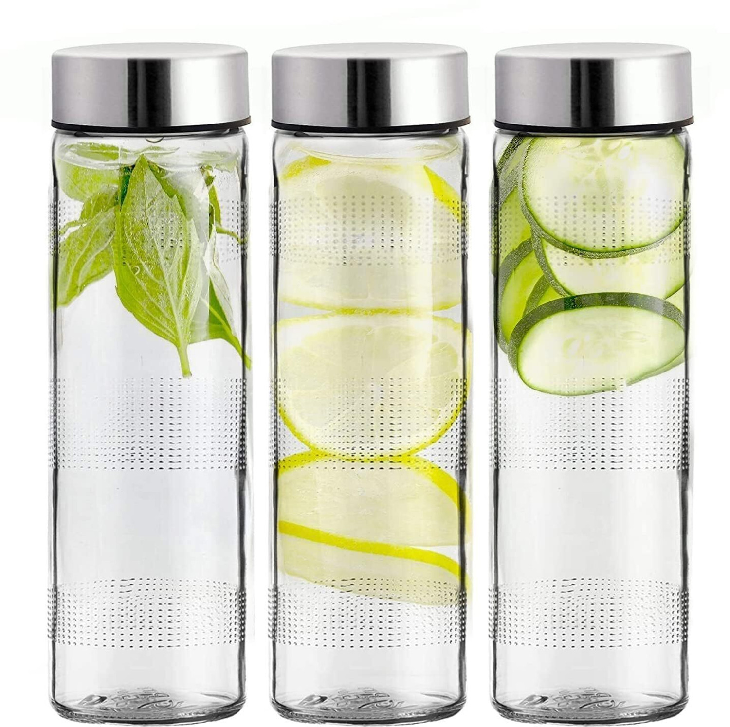 Image of STARKENDY Air Tight Glass Water Bottle juice Drinking Fridge Bottles Steel Lid 750 ml Glass Bottle