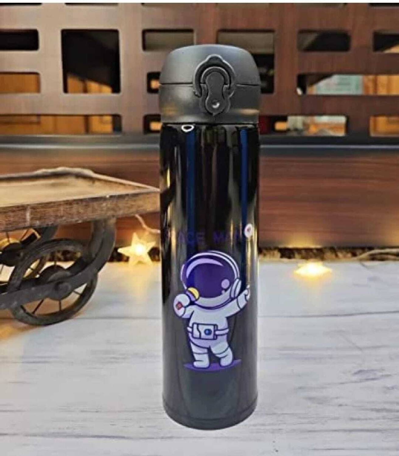 beyondfantasy Space Man Design Stainless Steel Water Bottle-Kids/Flask/Insulated/500 ML/Black 500 ml Steel Bottle