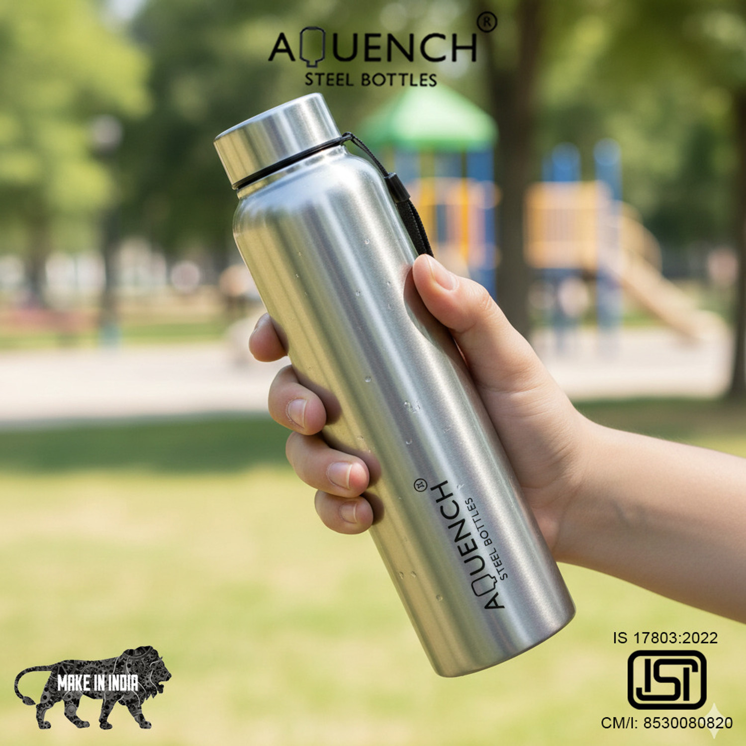 Image of AQUENCH Lean Stainless Steel 1L Water Bottle Combo for Fridge, Office, Gym & Home Use 1000 ml Stainless Steel Bottle
