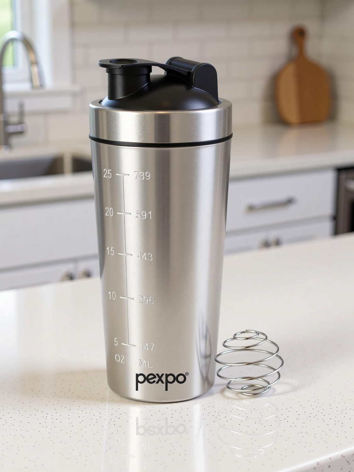 Image of pexpo Kayo Plus Stainless Steel Gym Shaker Bottle for Protein and Supplements 800 ml Stainless Steel Shaker