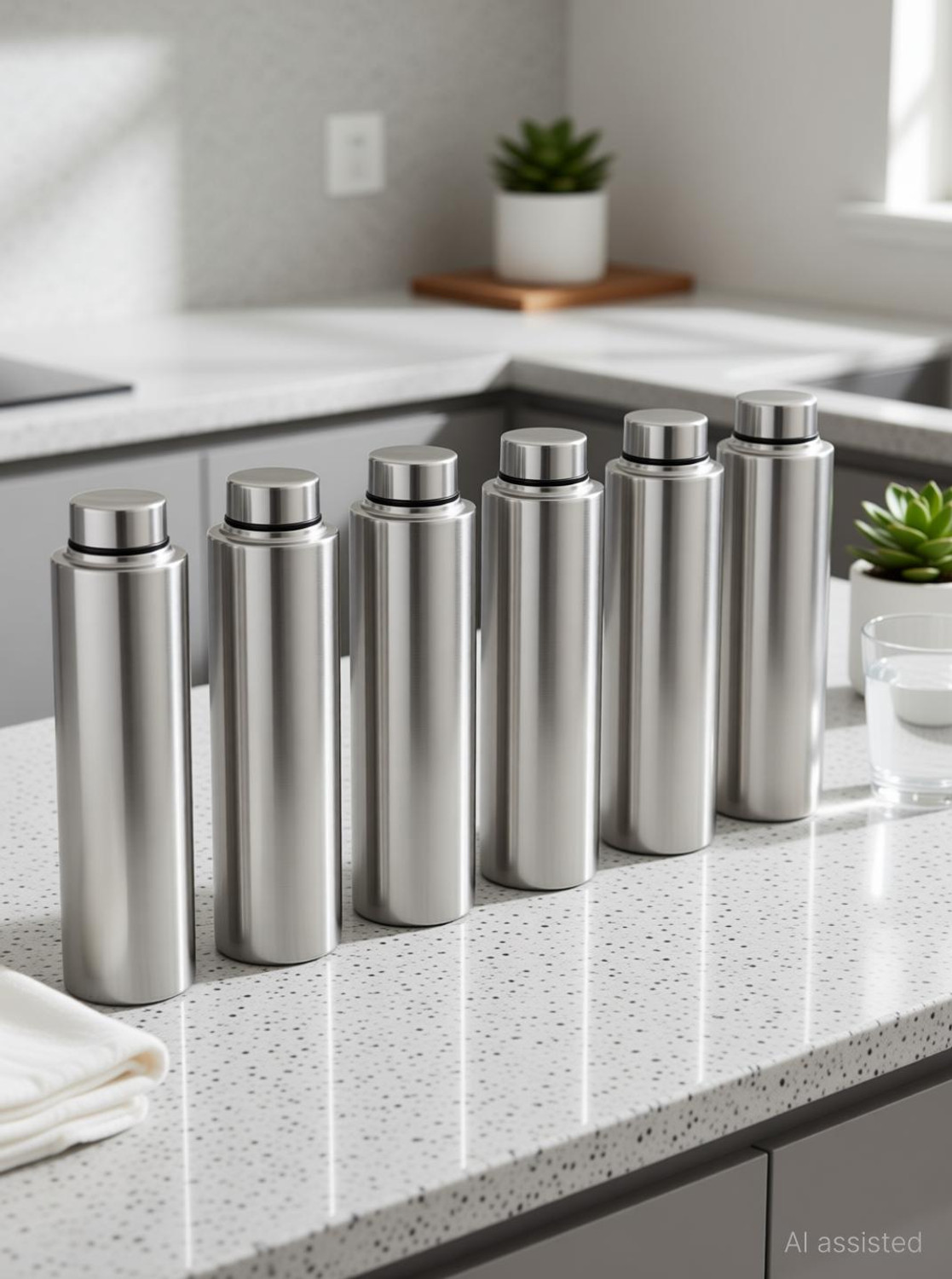 Image of Vikas Metal water bottles 6 pcs 1000 ml Steel Bottle