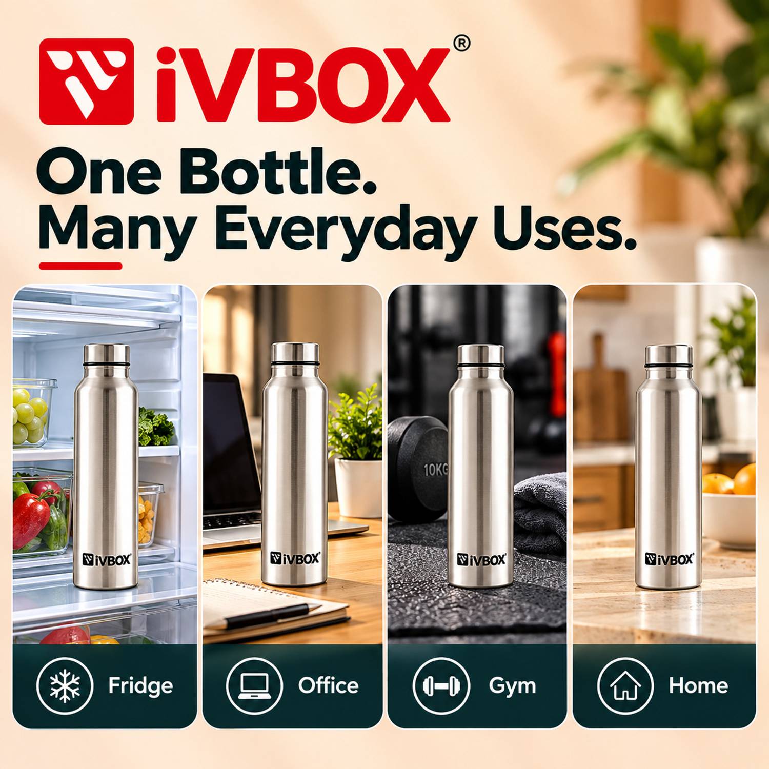 iVBOX Tera 1000ml Steel Water Bottle - Image 4