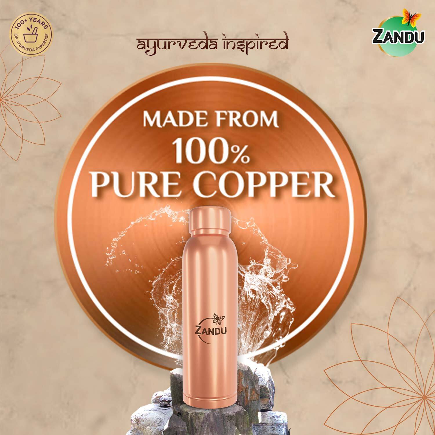 ZANDU 950 ml Copper Bottle Pack of 1 - Image 2