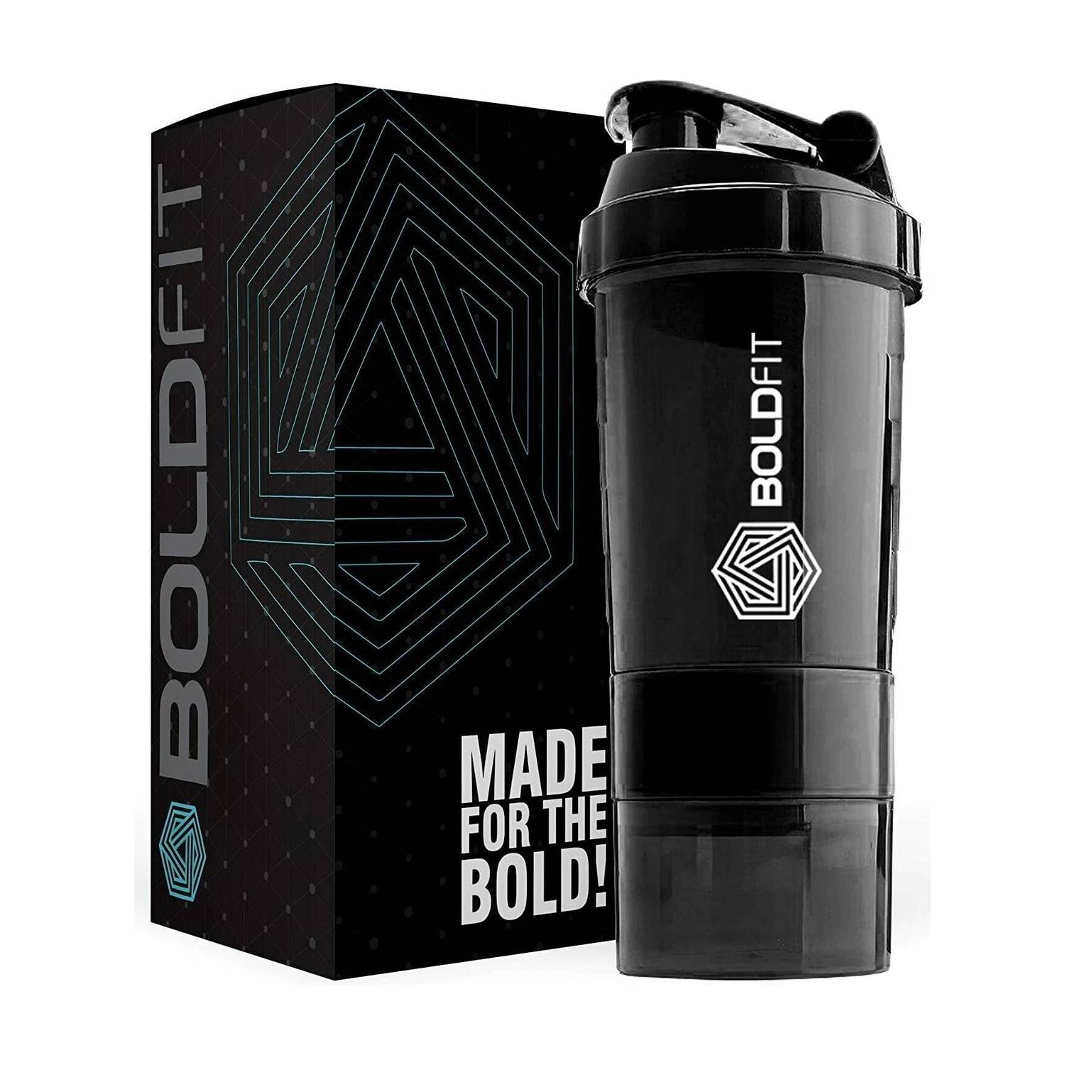BOLDFIT Spider gym bottle for protein shake with 2 Storage Compartment 500 ml Plastic Shaker