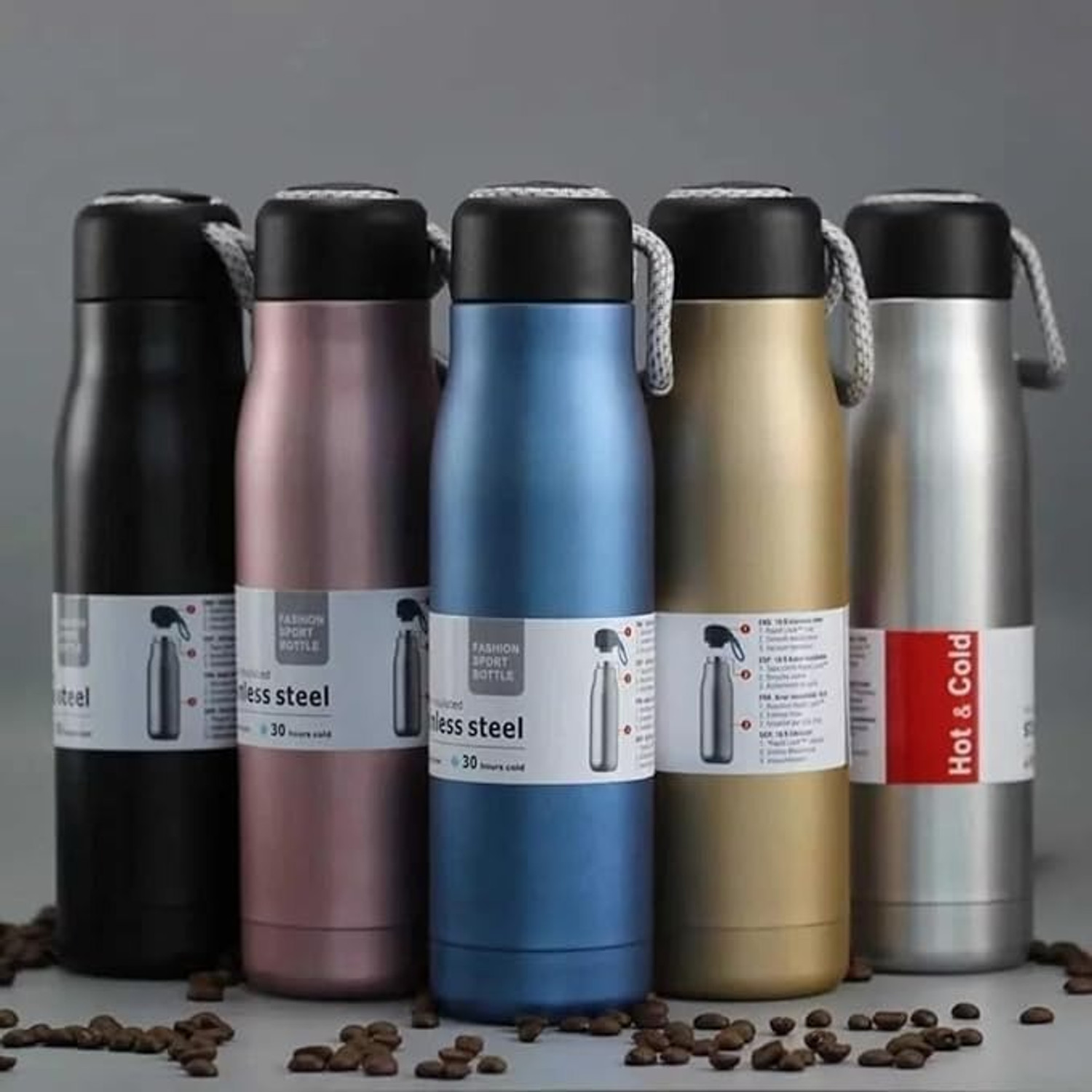 Image of Homzeyhub 550ml Stainless Steel Vacuum Insulated Water Bottle | Hot & Cold Flask 550 ml Stainless Steel Bottle (Pack of 1, Multicolor)