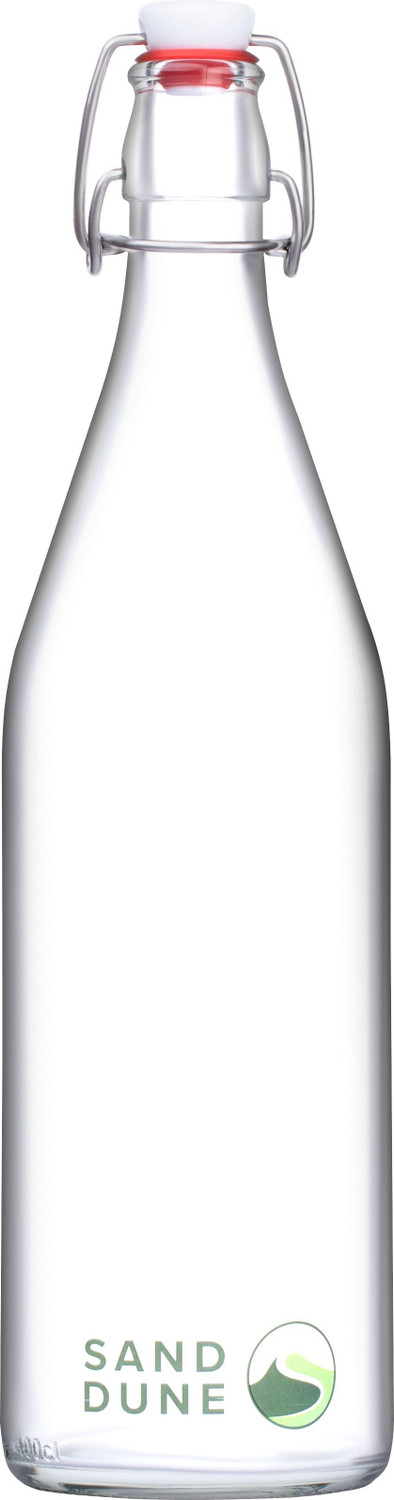 Image of Sand Dune D5 clip top cap water bottle with flip top cap Leak-Proof for water, Juices 1000 ml Glass Bottle (Pack of 1, White)