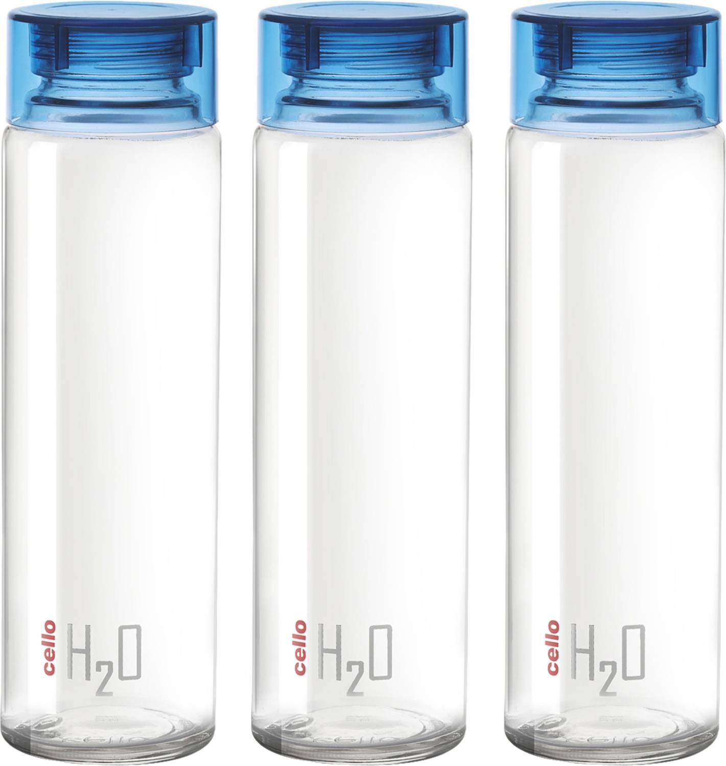 cello H2O 1000 Fridge Water Bottle with Plastic Cap|Light weight|Leak proof 920 ml Glass Bottle