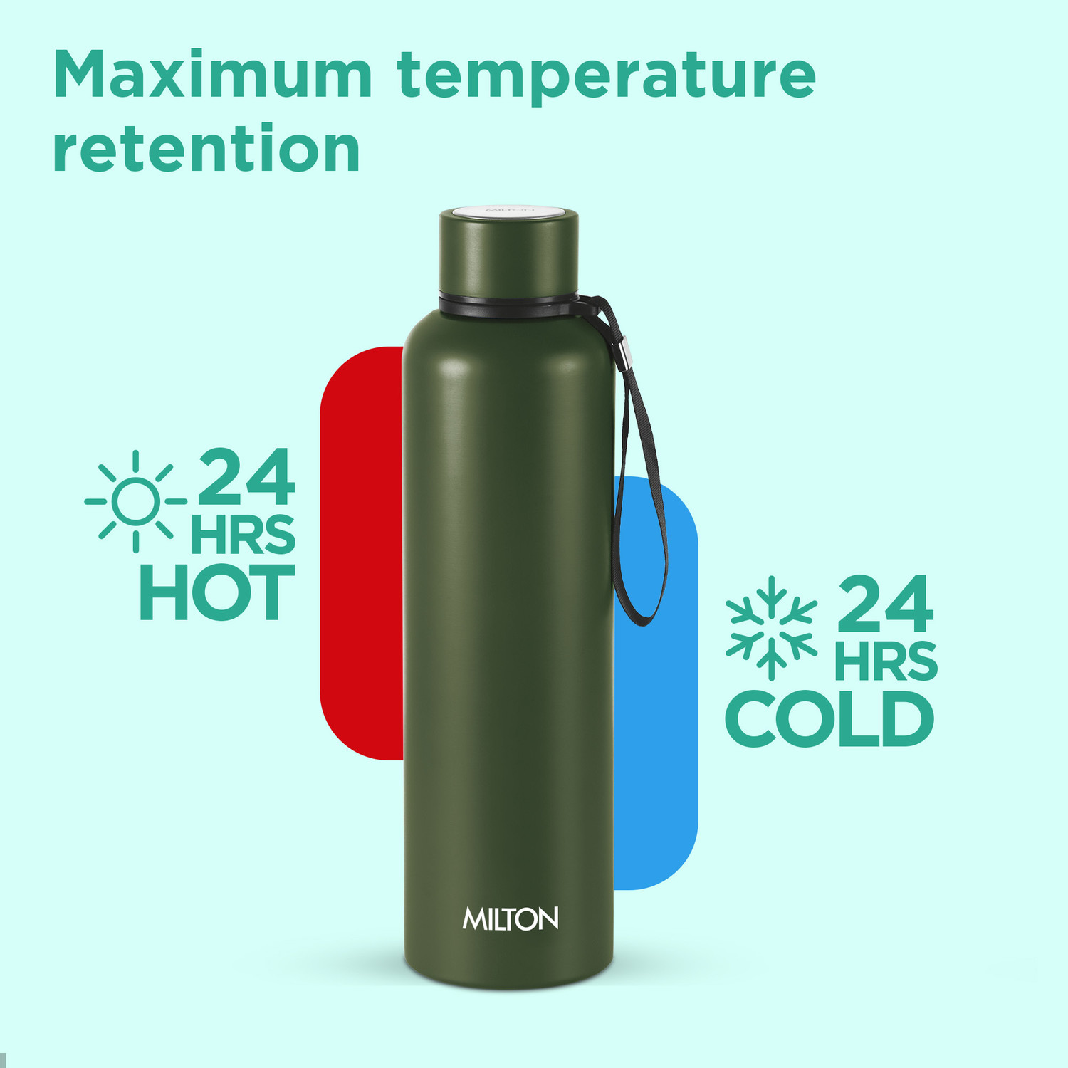 Image of MILTON Aura 1000 Thermosteel Water Bottle, Leak Proof Lid, ISI Certified Green 1000 ml Stainless Steel Flask