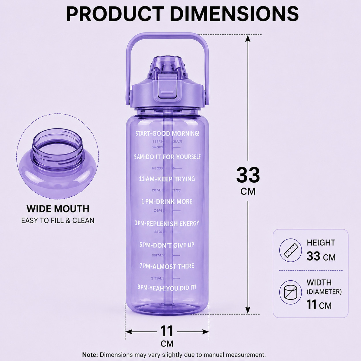 Image of Sedulous Motivational Water Bottle 2000 ml Plastic Bottle