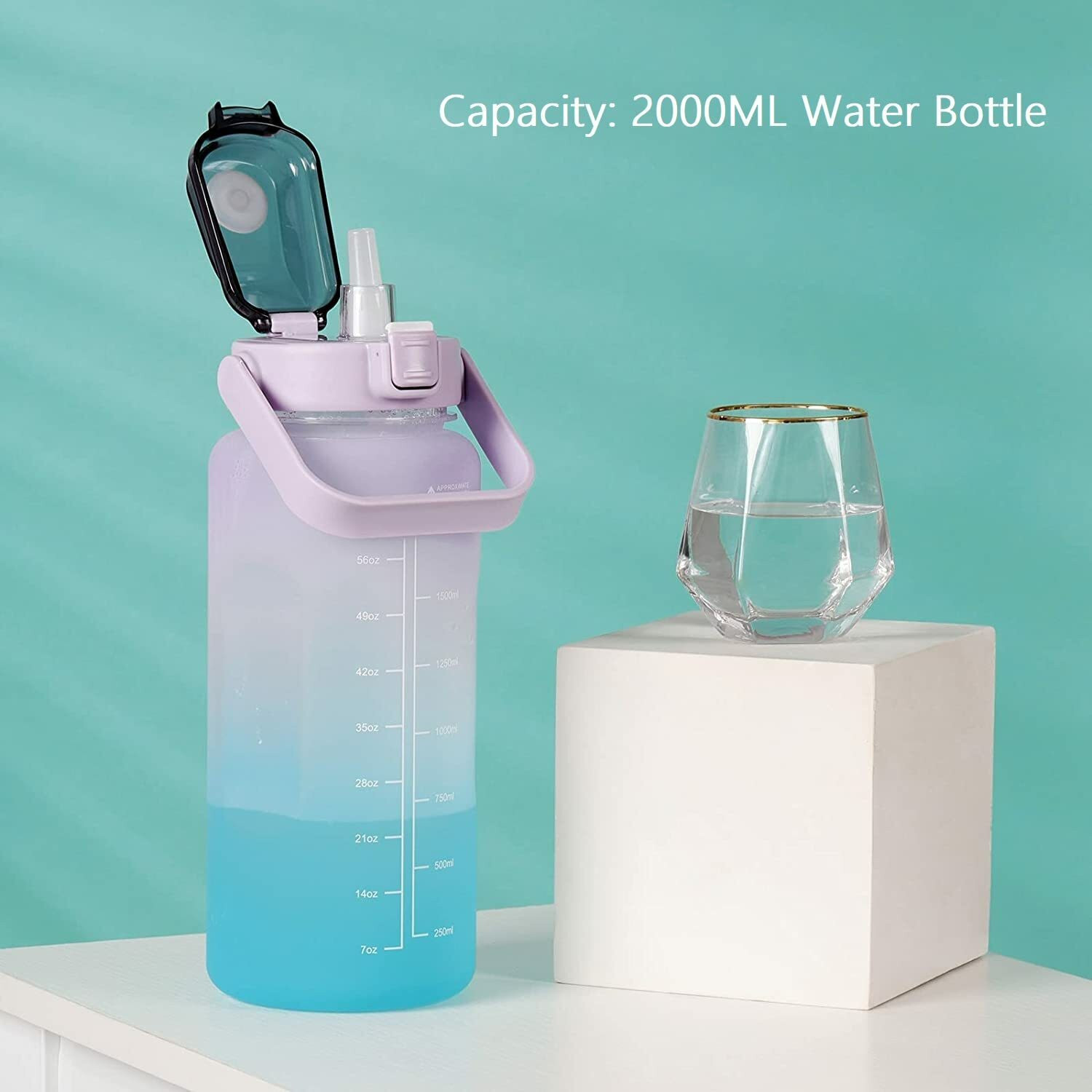 Image of SeaRegal Silicon Water Bottle With Time Marker 2000 ml Silicone Bottle