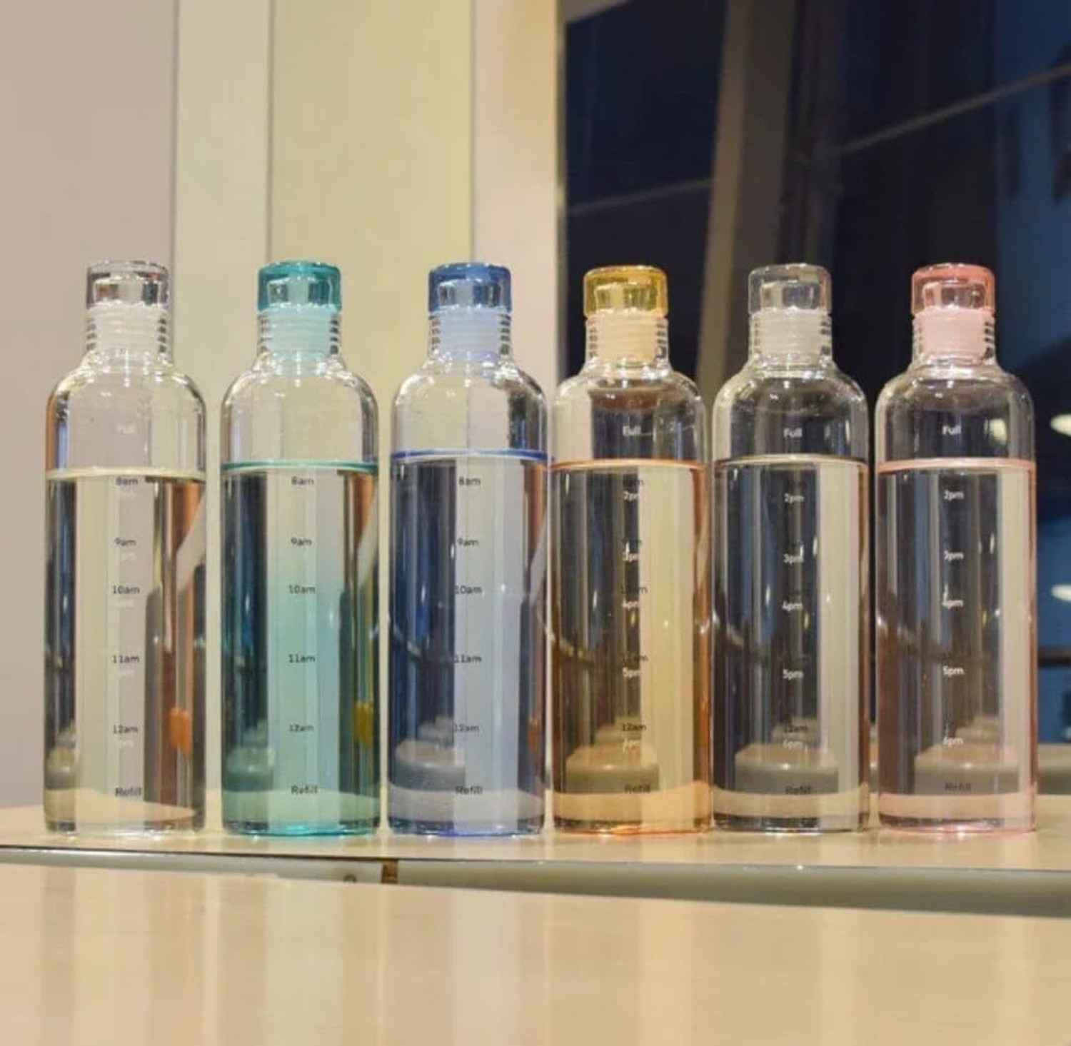 Image of Bellemax Glass Water Bottle with Time Scale (set of 2) 500 ml Glass Bottle