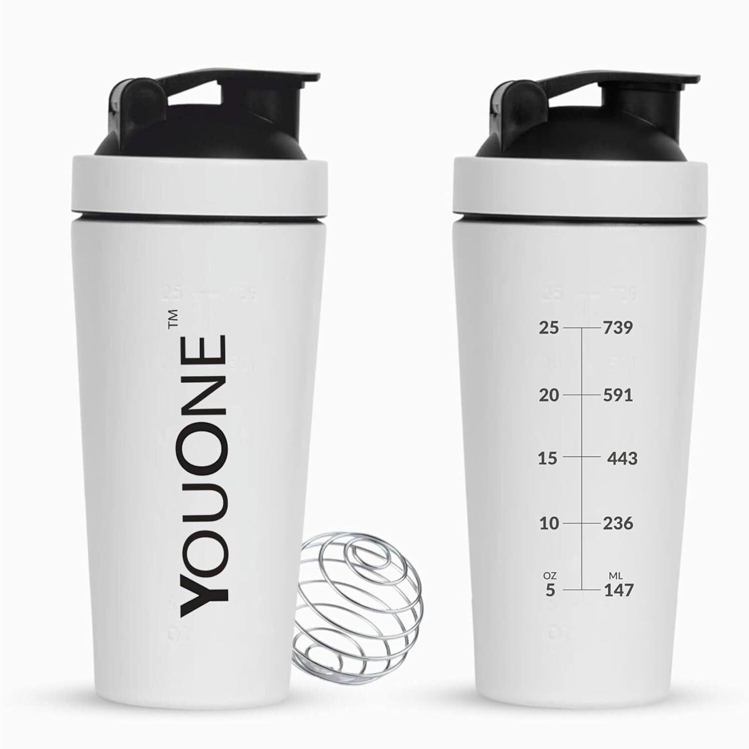 Image of Youone Steel Protein Shaker Bottle for Gym 750ml Leak Proof Gym Shaker with Mixer Ball 750 ml Steel Shaker