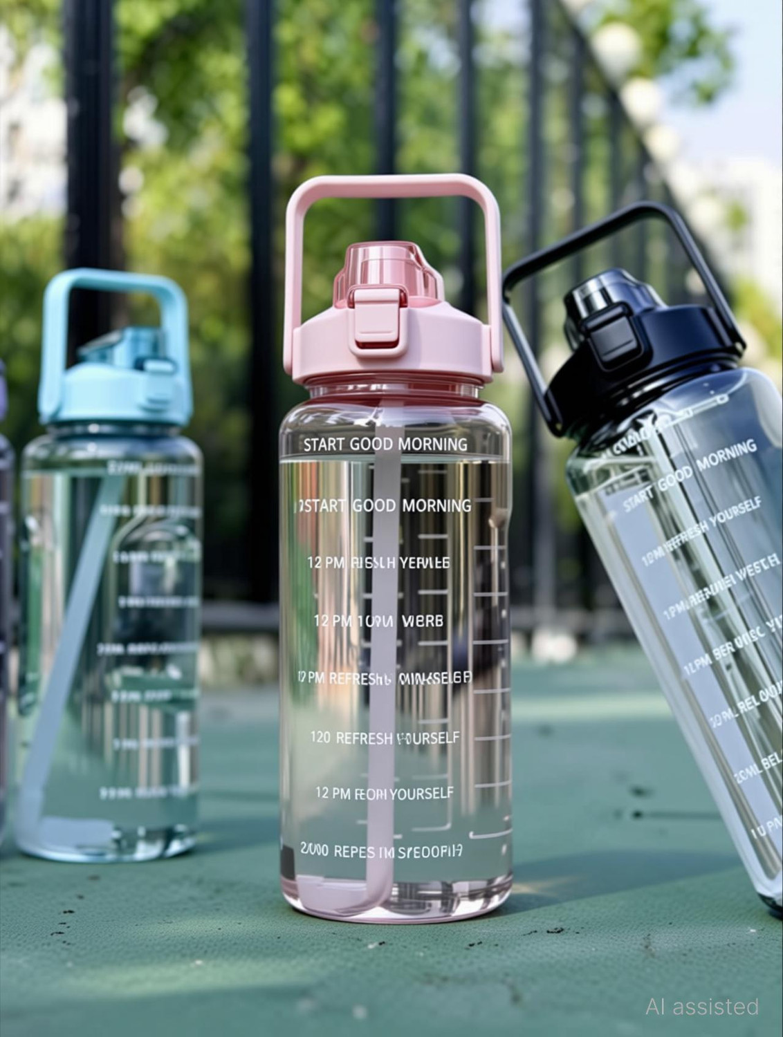 Image of ZyroHub 2 liter motivational water silicone bottle 2000 ml Plastic Bottle