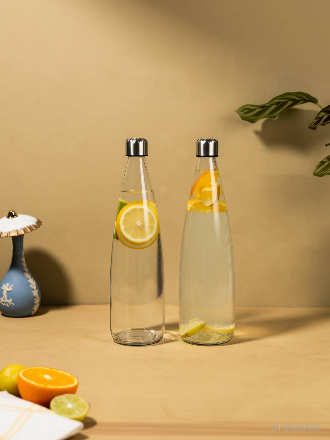 AAnami Glass Fridge Water Bottle with Steel Cap, Wide mouth Leak proof 750 ml Glass Bottle
