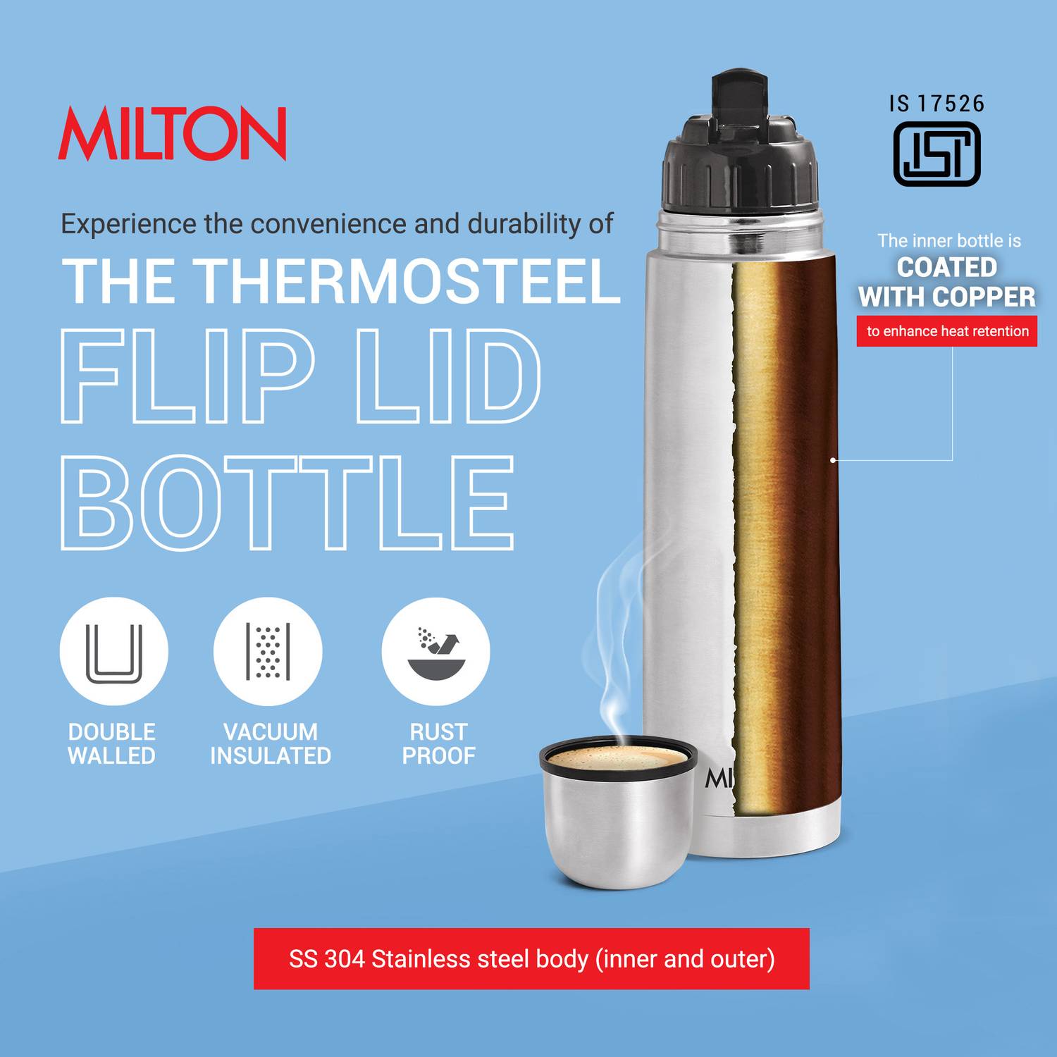 MILTON 1000 ml Thermosteel Water Bottle - Image 3