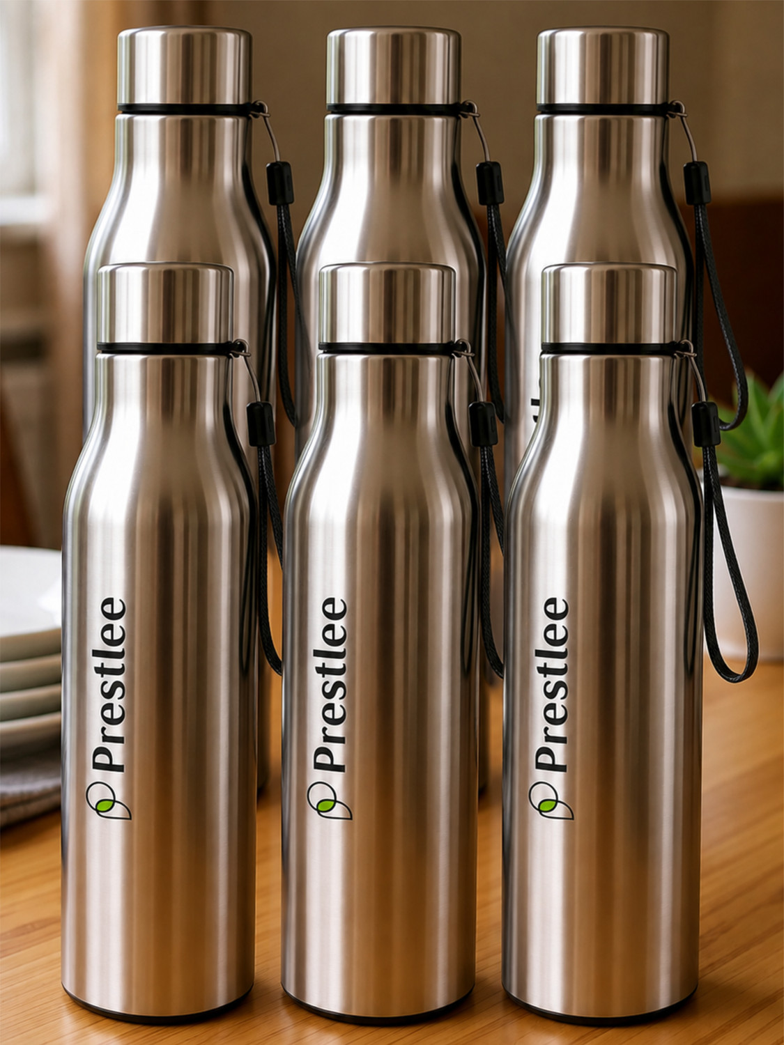 Image of Prestlee Tag Stainless Steel Water Bottle 1000 ML (6 PC SET) 1000 ml Steel Bottle (Pack of 6, Silver)
