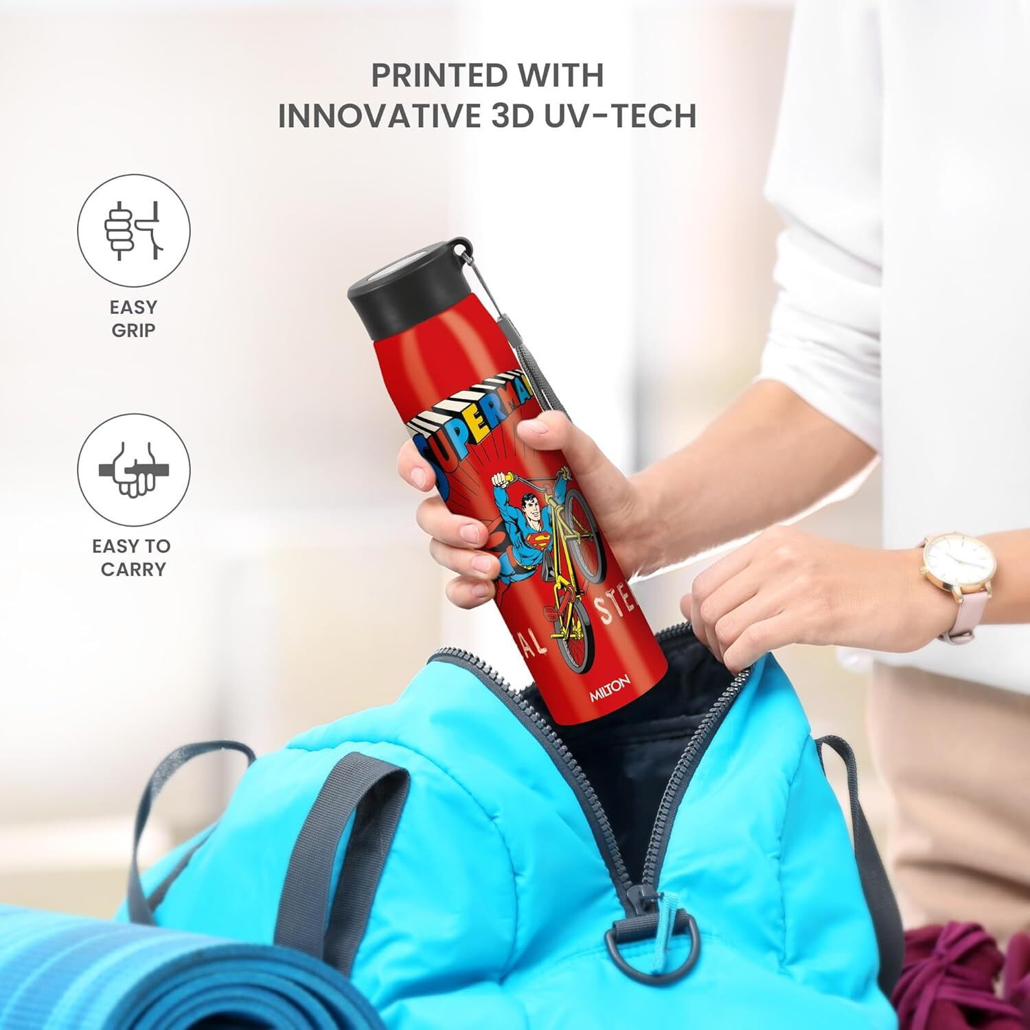 Image of MILTON Handy Design 850 Stainless Steel Water Bottle, 780 ml, RED 780 ml Stainless Steel Bottle