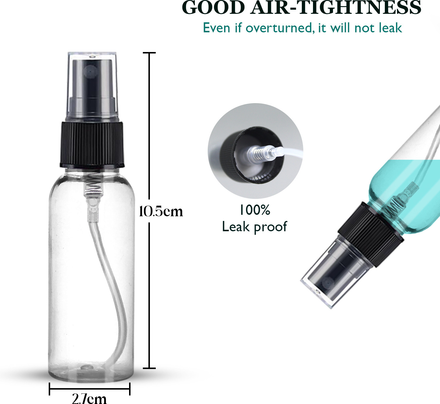 Image of nsb herbals Clear Plastic Empty Refillable Reusable Black Fine Mist Spray Bottle with Cap 30 ml Glass Spray Bottle