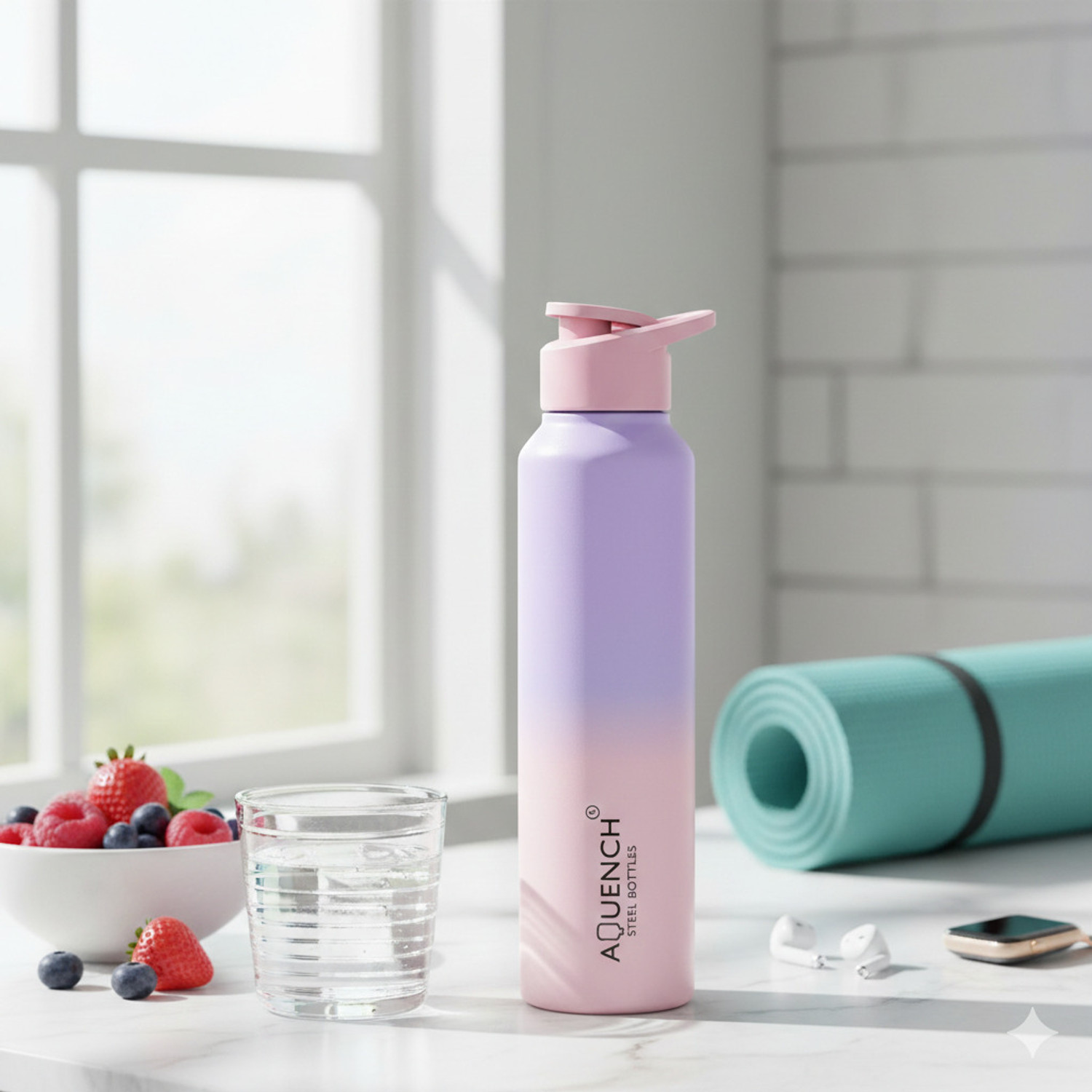 Image of AQUENCH Lean 1 Litre Dual Color Stainless Steel Water Bottle for Travel|Sports|Gym|Yoga 1000 ml Steel Bottle