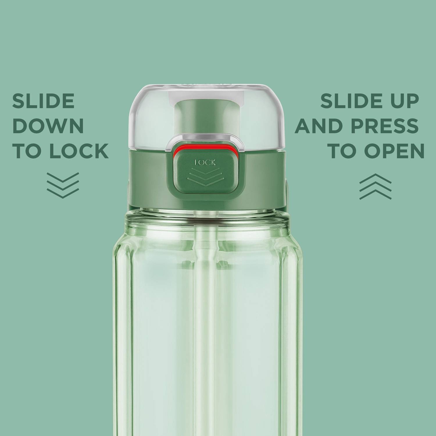 MILTON Aston 1000 1L Plastic Water Bottle Green - Image 2