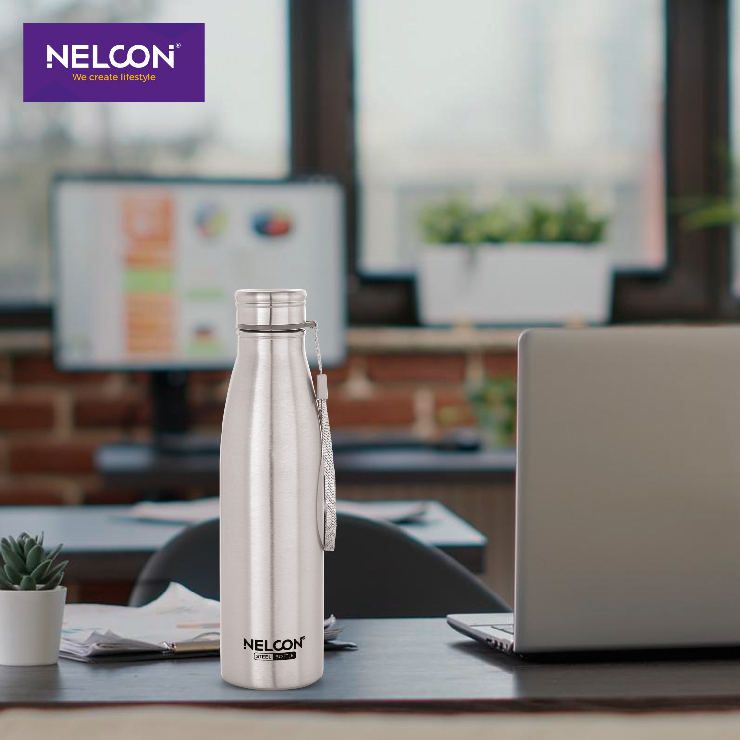 Image of Nelcon Pack of 2 Stainless Steel High Quality Water Bottle | Best for Kids | School | 750 ml Stainless Steel Bottle