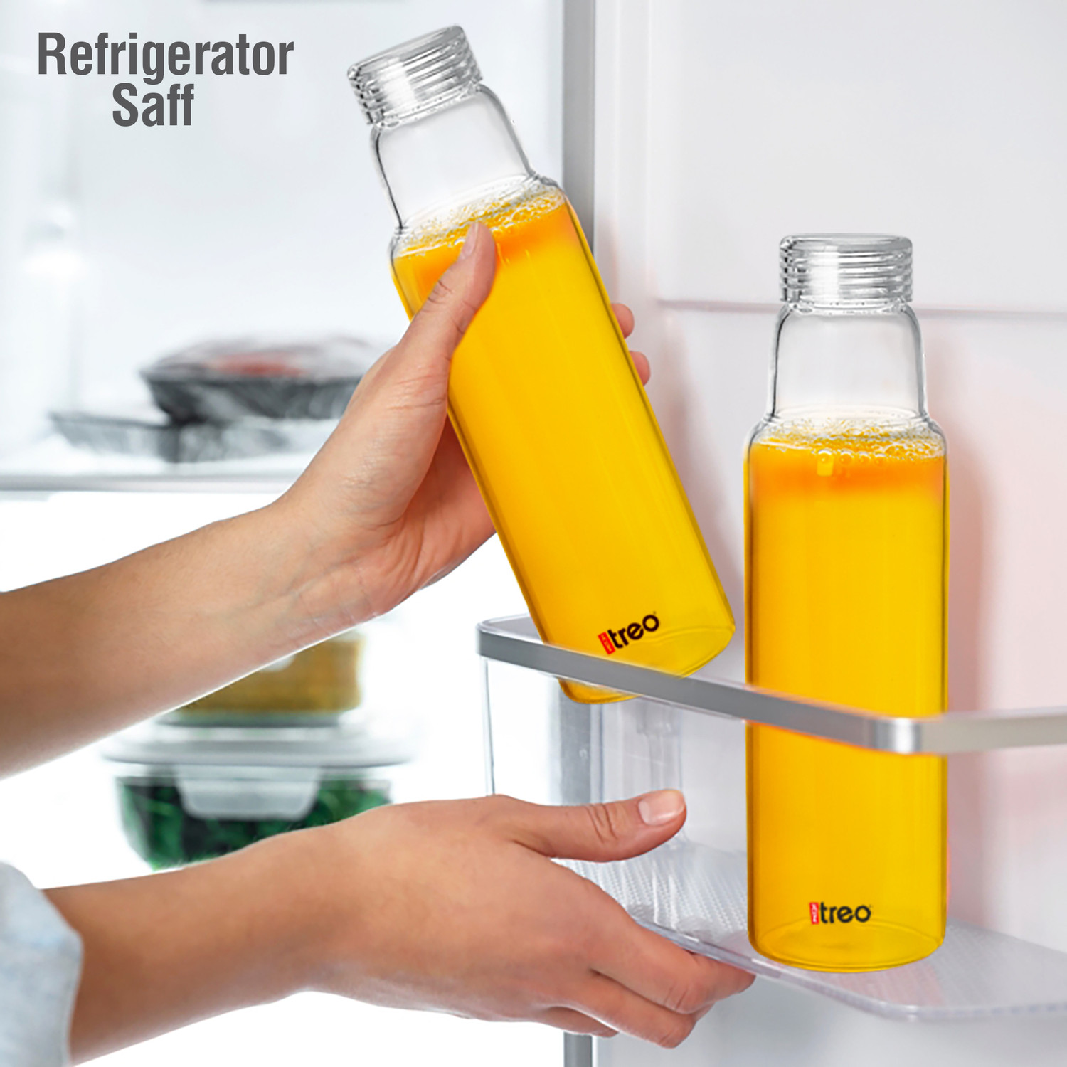 Image of TREO Borosilicate Clarisma 1000ml Glass Fridge Water Bottle, for Hot & Cold Beverages 1000 ml Borosilicate Glass Bottle