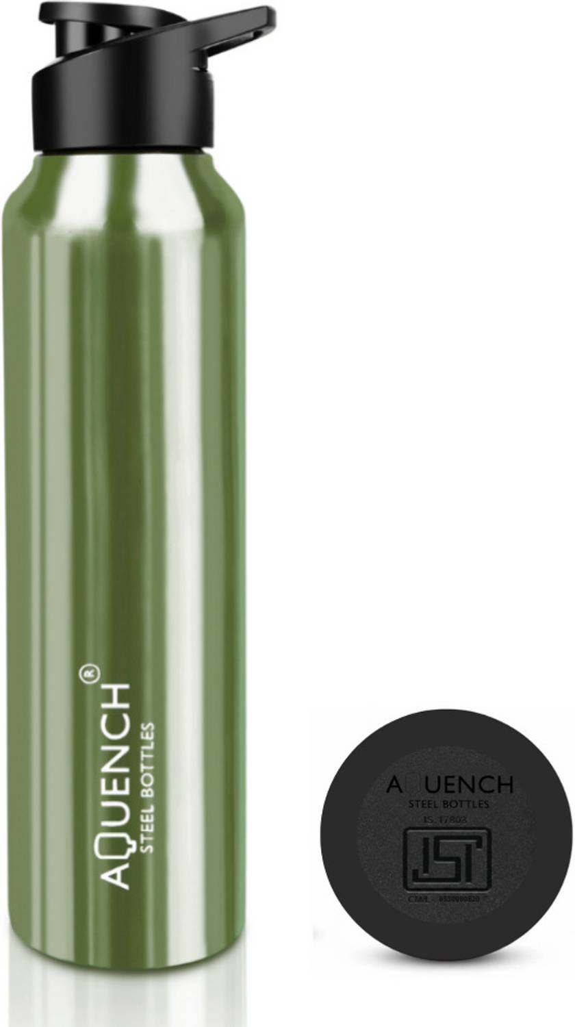 AQUENCH Lean Stainless Steel Metallic Green Coloured Water Bottles 1000 ml Steel Bottle