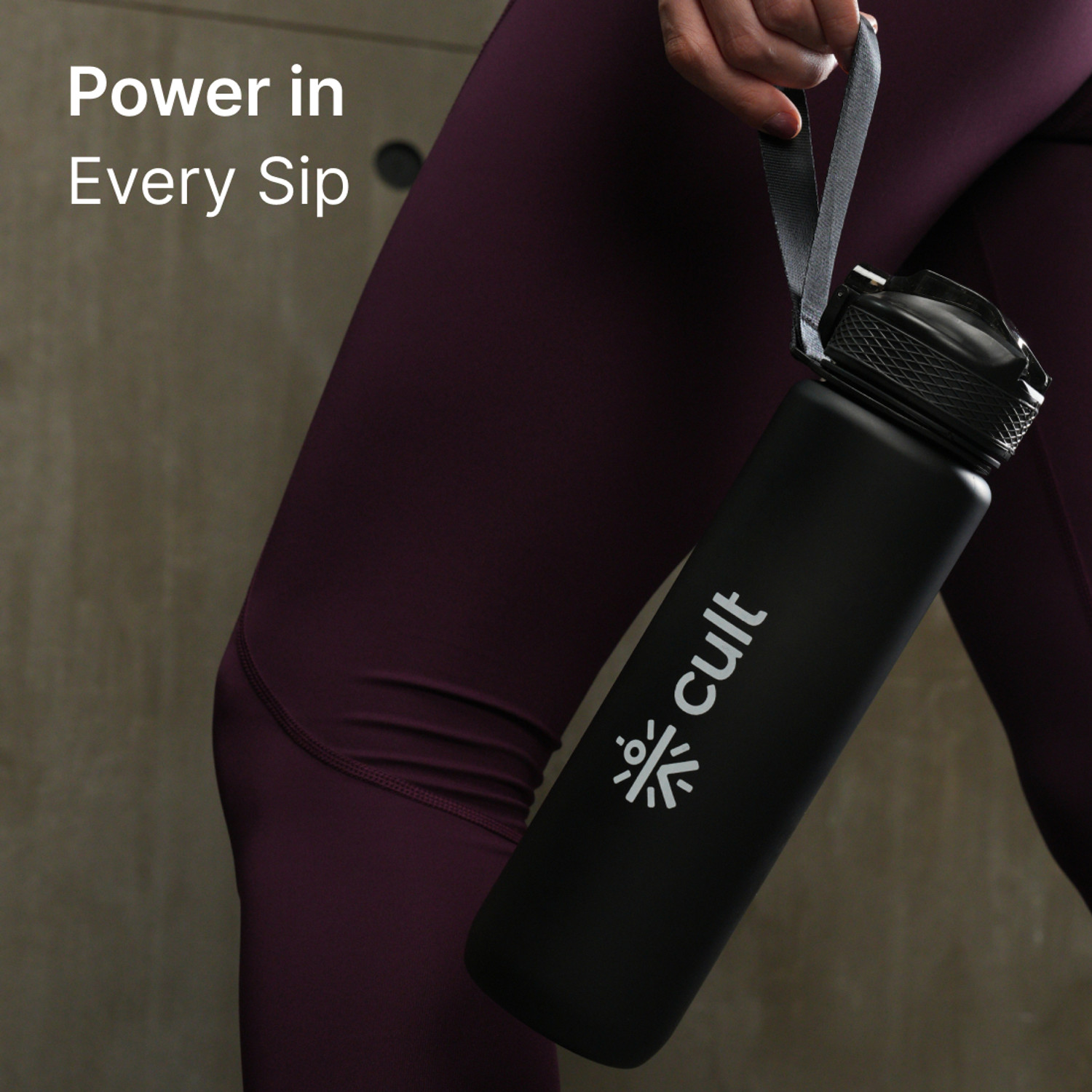 Image of Cult Motivational Bottle Unisex Time Mark Sipper with Straw 1000 ml Plastic Shaker