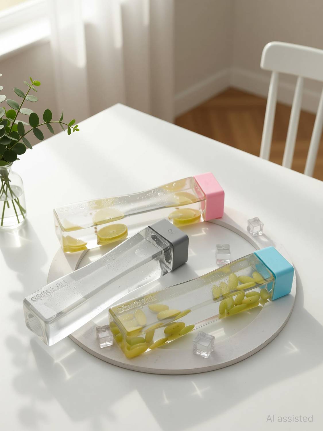 2Mech Plastic water bottle set for fridge bottles square 840 ml Plastic Bottle