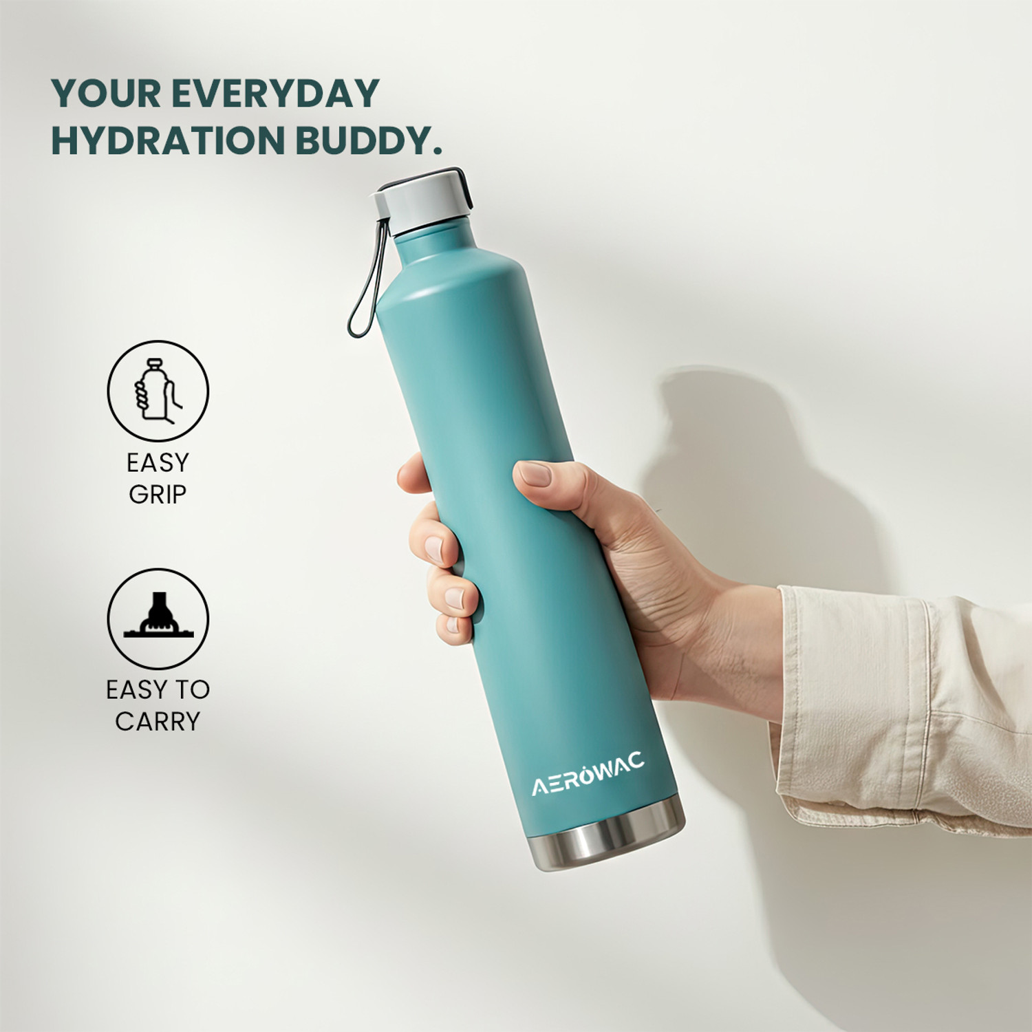 Image of AEROWAC Terra Double Wall Vacuum Insulated Hot & Cold Water Bottle /BPA-Free & Leakproof 900 ml Stainless Steel Flask
