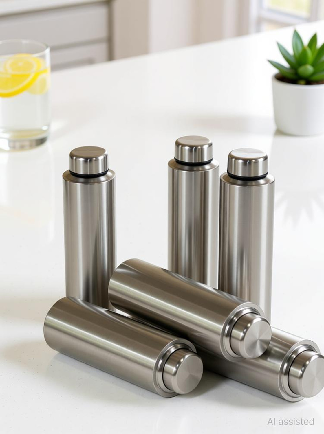 Image of SELLTONS STEEL Stainless Steel Water Office,School,Gym Bottle Set of 6 1000 ml Steel Bottle