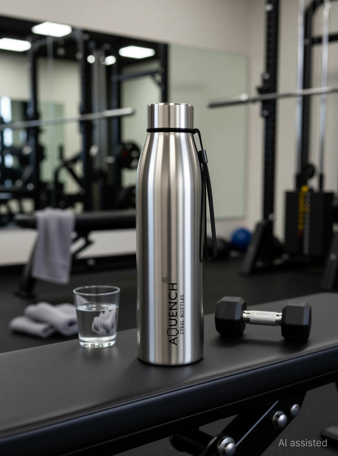 Image of AQUENCH Messi Stainless Steel 1L Water Bottle for Fridge, Office, Gym & Home Use 1000 ml Stainless Steel Bottle