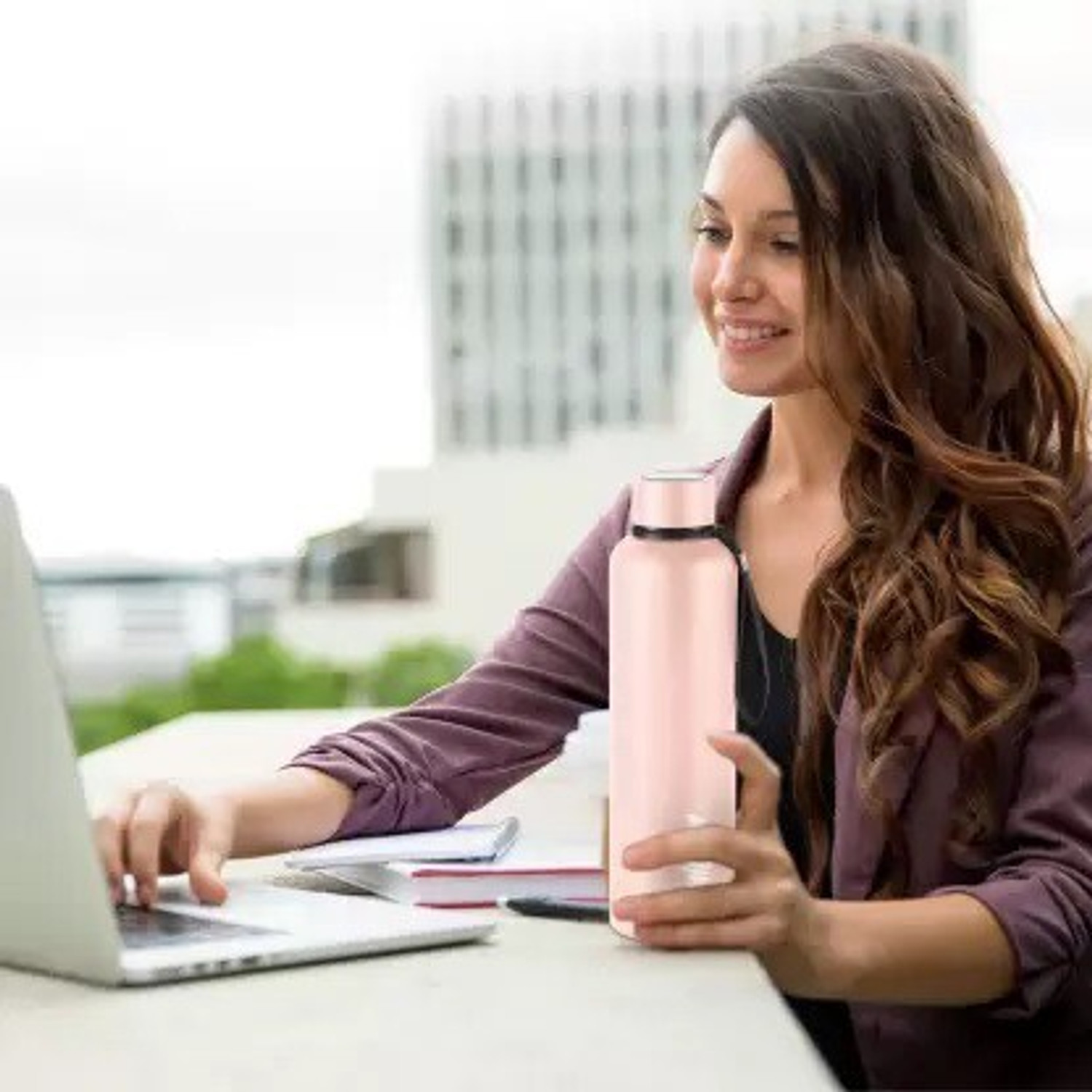 Image of MILTON Aura Thermosteel Bottle,LIGHT PINK| 24 Hours Hot and Cold Rust 1050 ml Steel Bottle