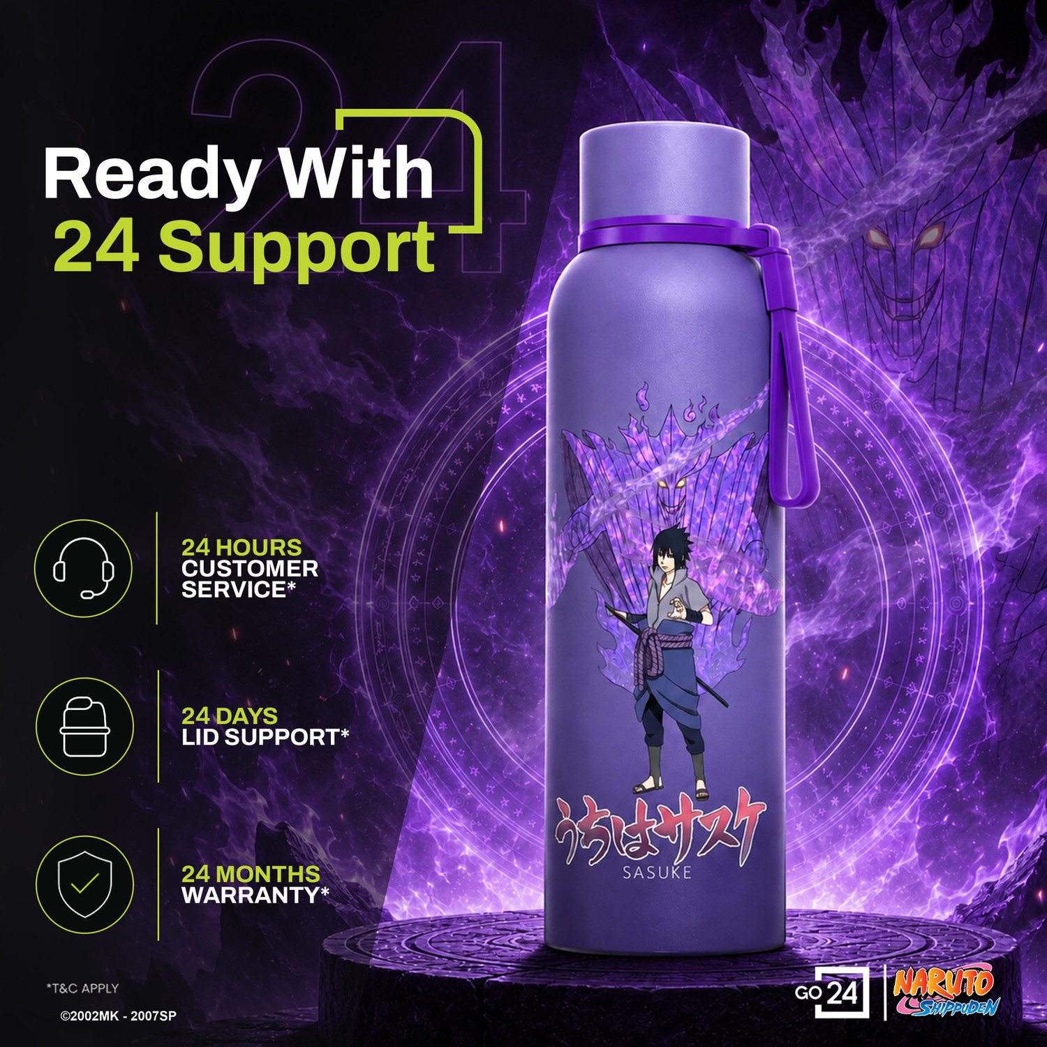 Image of Go24 Hot and Cold Water Bottle ISI Certified Thermosteel flask,Leakproof Bravo-Naruto 980 ml Stainless Steel Flask