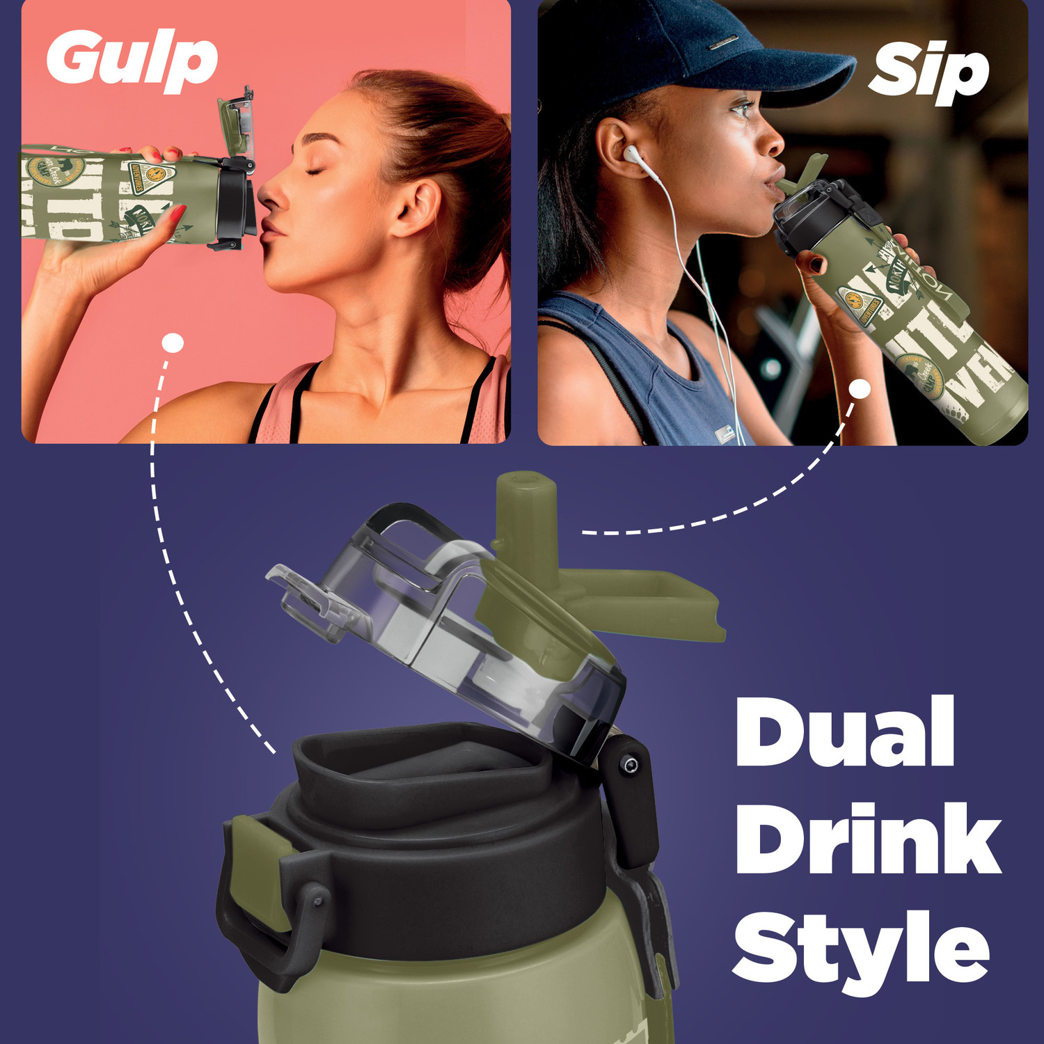 Image of MILTON Steel Edge 600 Vacuum Insulated Water Bottle 500 ml Hot & Cold Green 500 ml Stainless Steel Bottle