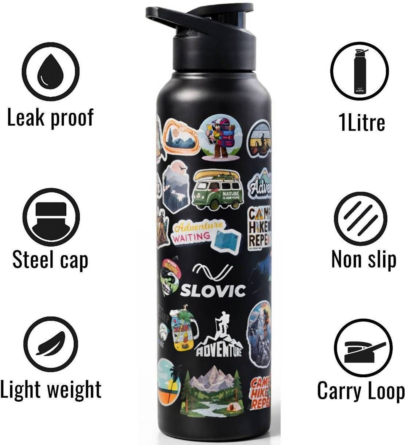 Image of SLOVIC Water Bottle | Durable & Stylish | Leak-Proof | BPA Free 1000 ml Stainless Steel Bottle
