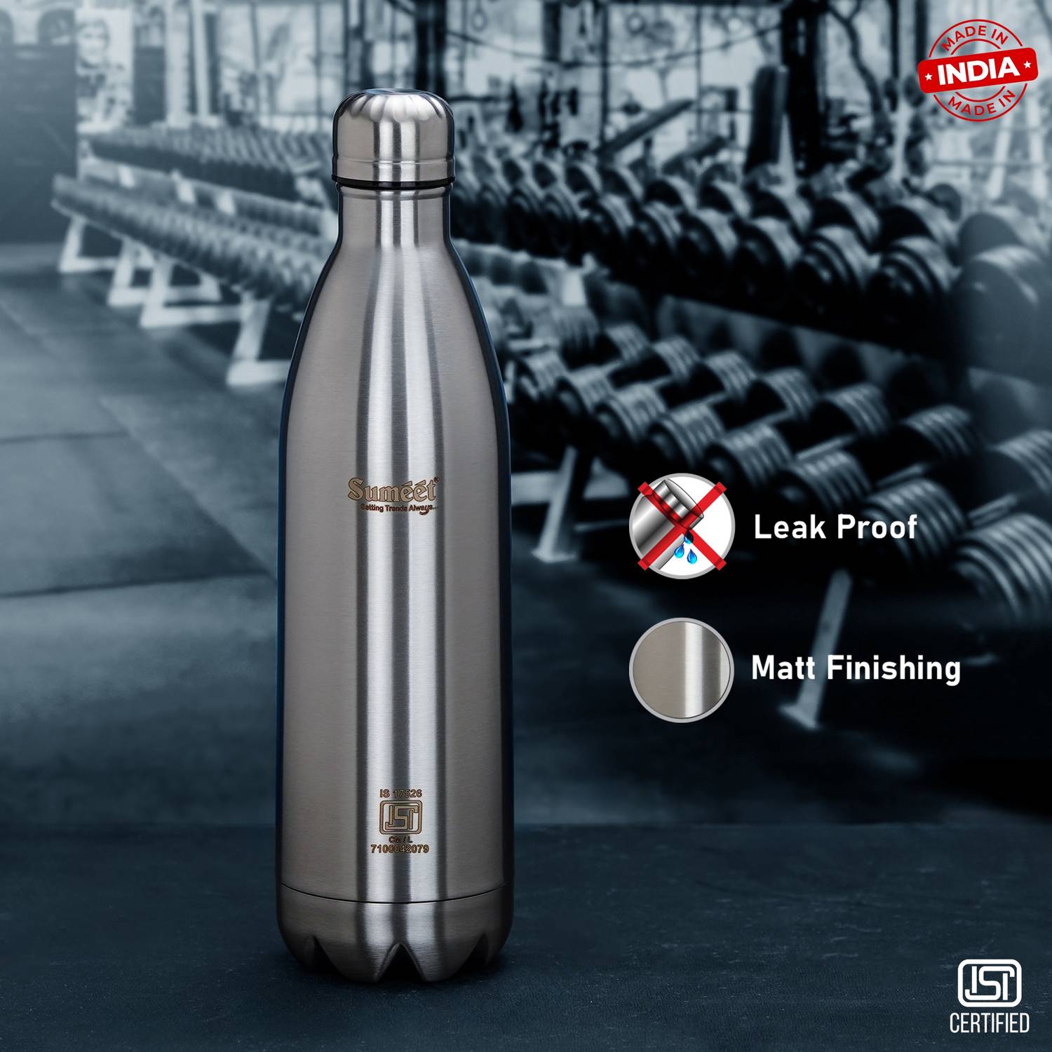 Sumeet 1000 ml Double Wall Steel Flask - Image 5