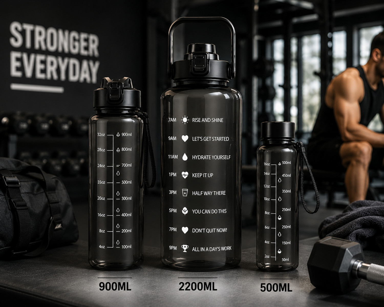 Image of Unisky Motivational Leak Proof 3000 ml Plastic Bottle