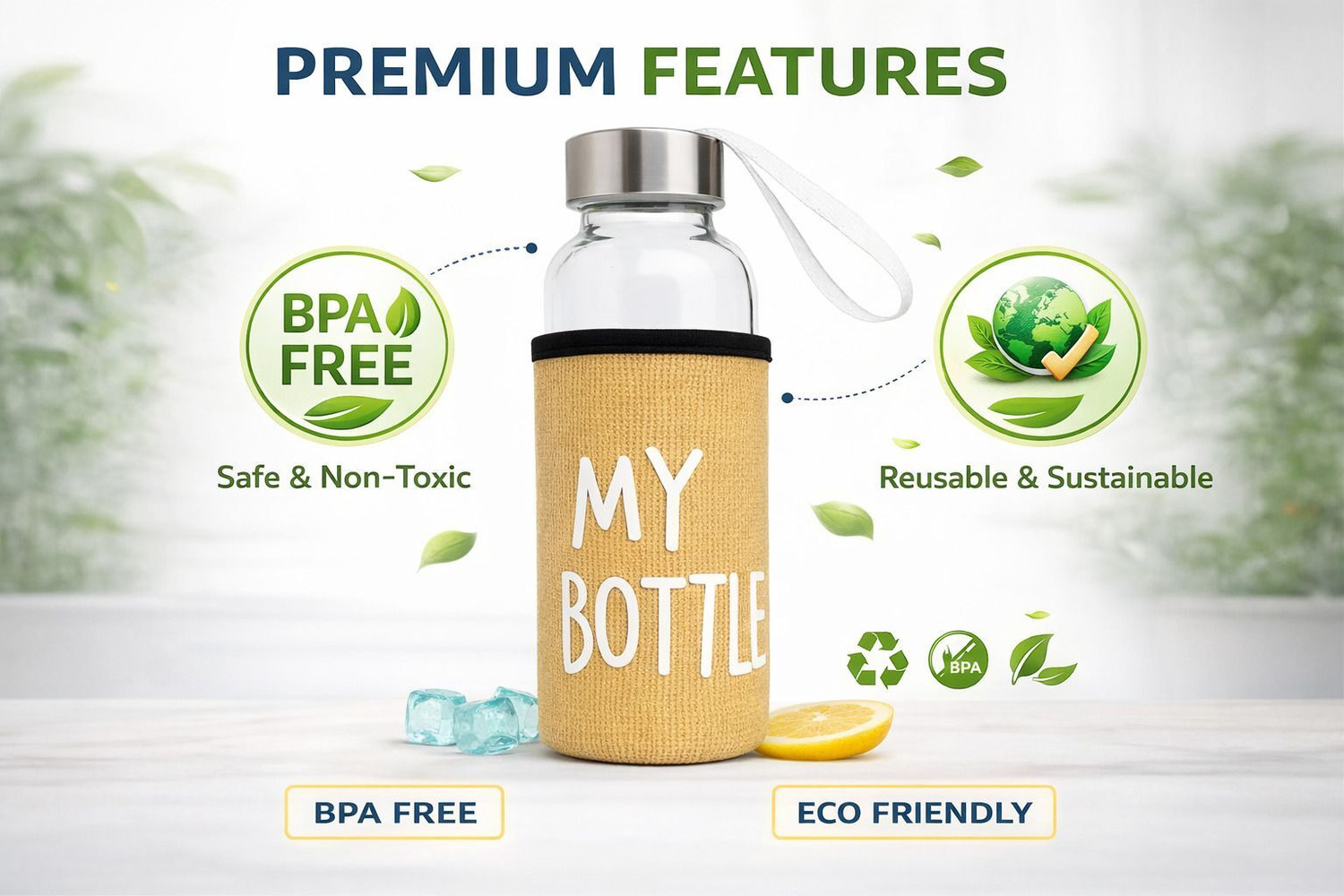 Image of KDZONE Glass Bottle With Jute Cover 300 ml Glass Bottle