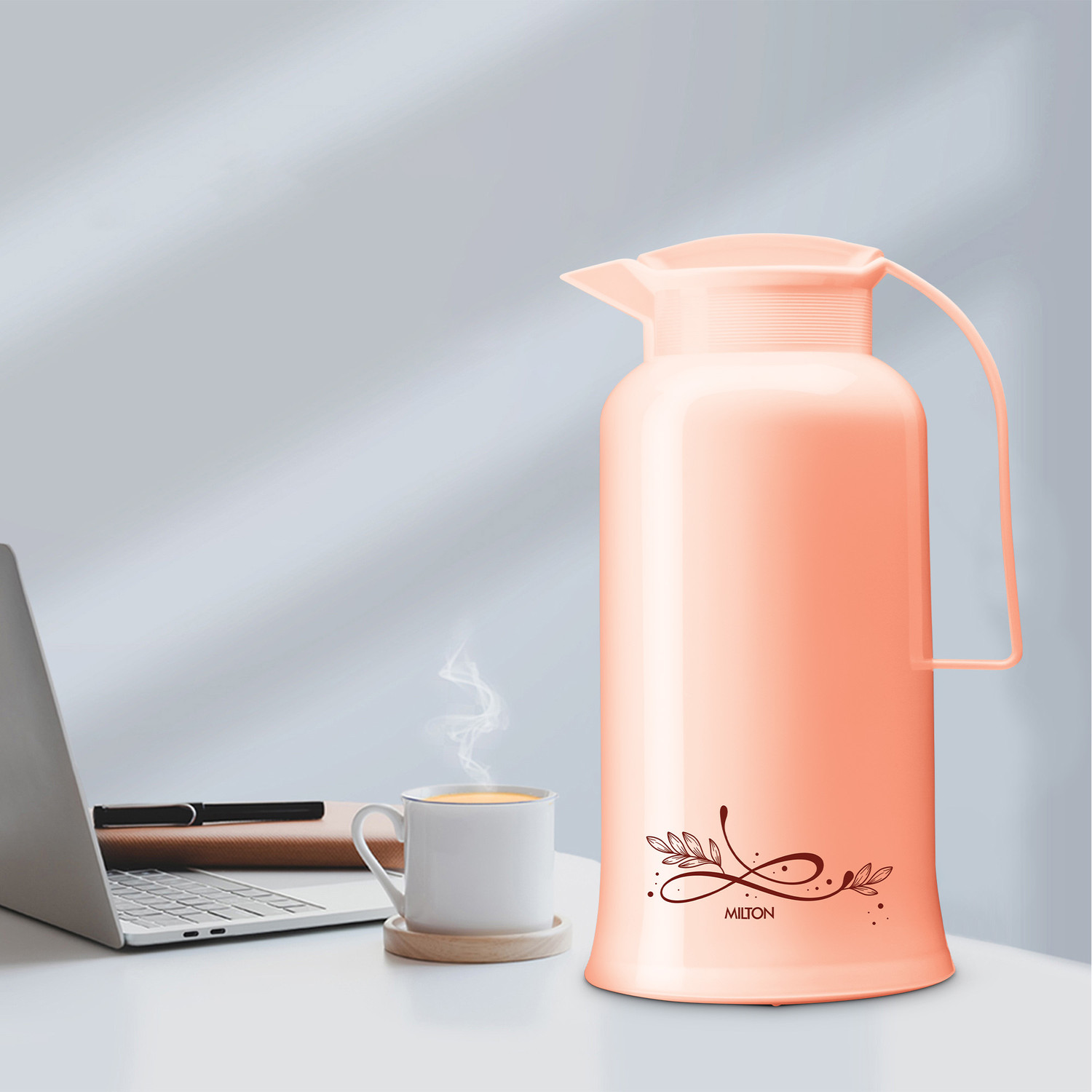 Image of MILTON Crystal 1000 Vacuum Insulated Inner Glass Hot or Cold Flask, 1000 ml, Peach 1000 ml Plastic Flask