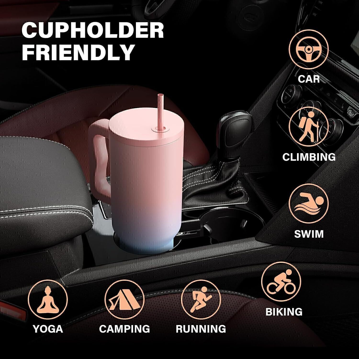 Image of YUJASV Stainless Steel Vacuum Double Insulated Tumbler with Handle and Straw 1200 ml Steel Bottle
