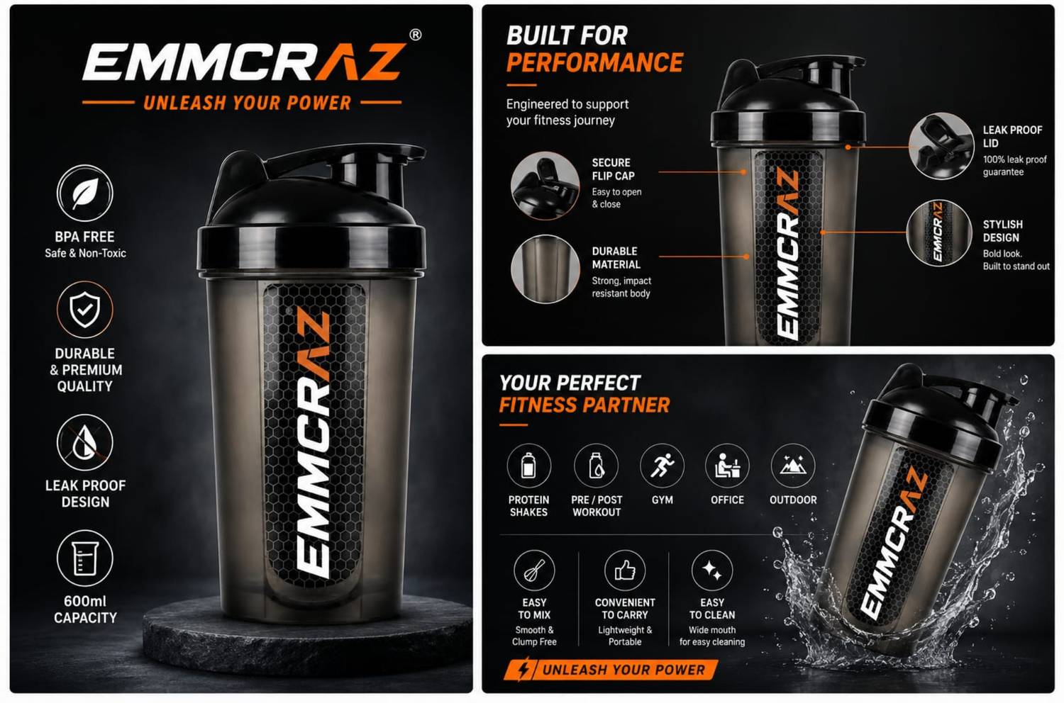 Emmcraz 500 ml Protein Shaker - Image 3
