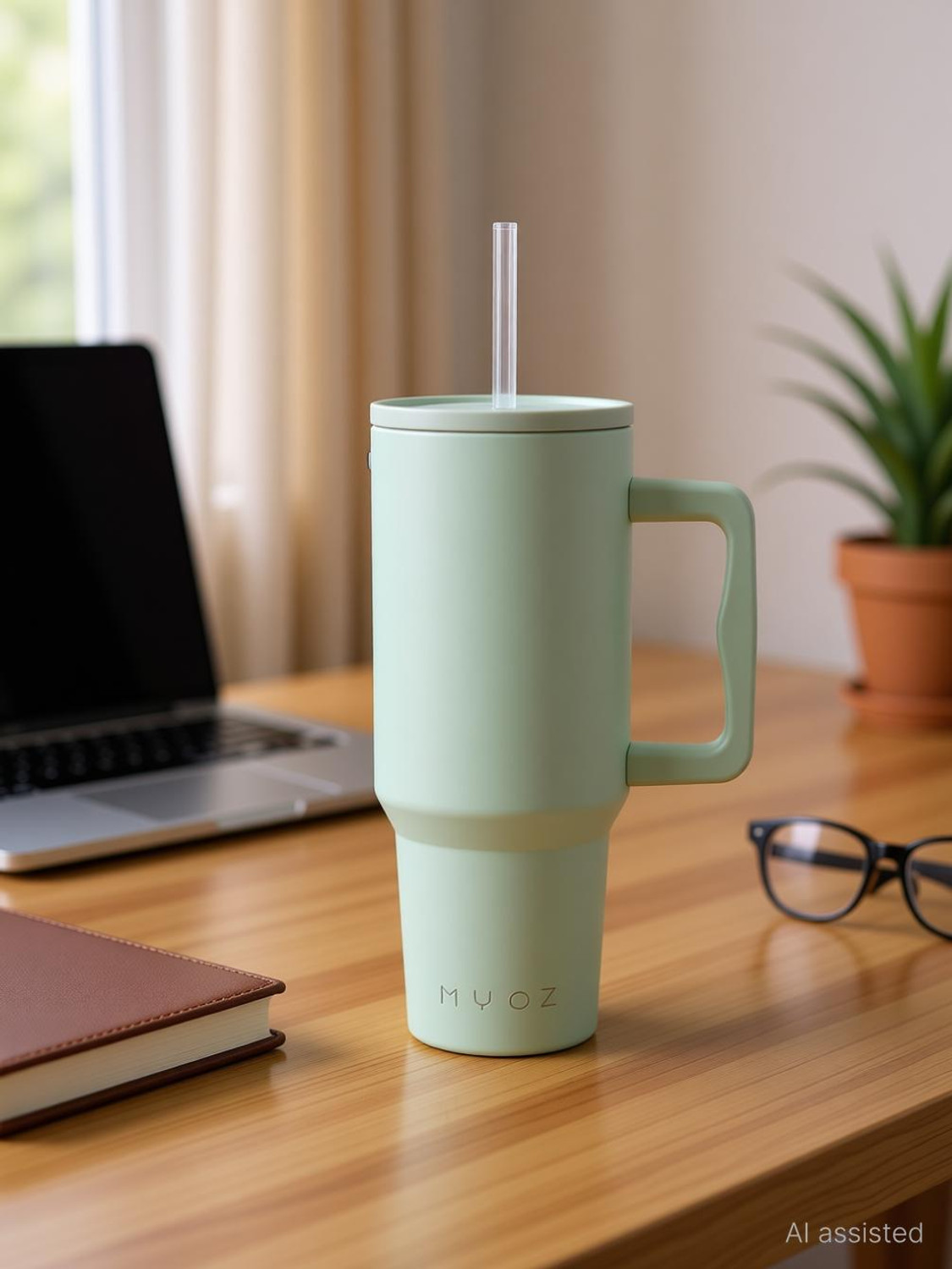Image of MYOZ Stainless Steel Vacuum Double Insulated Tumbler with Lid, Cap, Handle & Straw 1200 ml Stainless Steel Bottle
