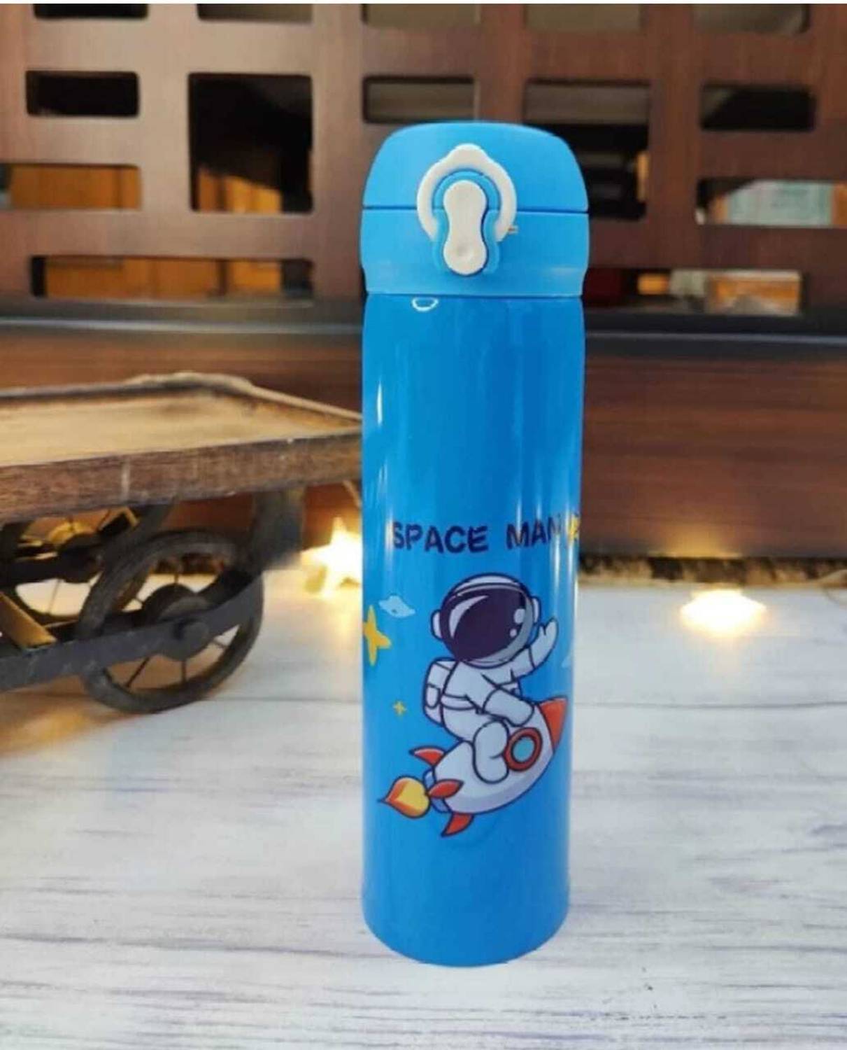 beyondfantasy Space Man Design Stainless Steel Water Bottle-Kids/Flask/Insulated/500 ML/Blue 500 ml Steel Bottle