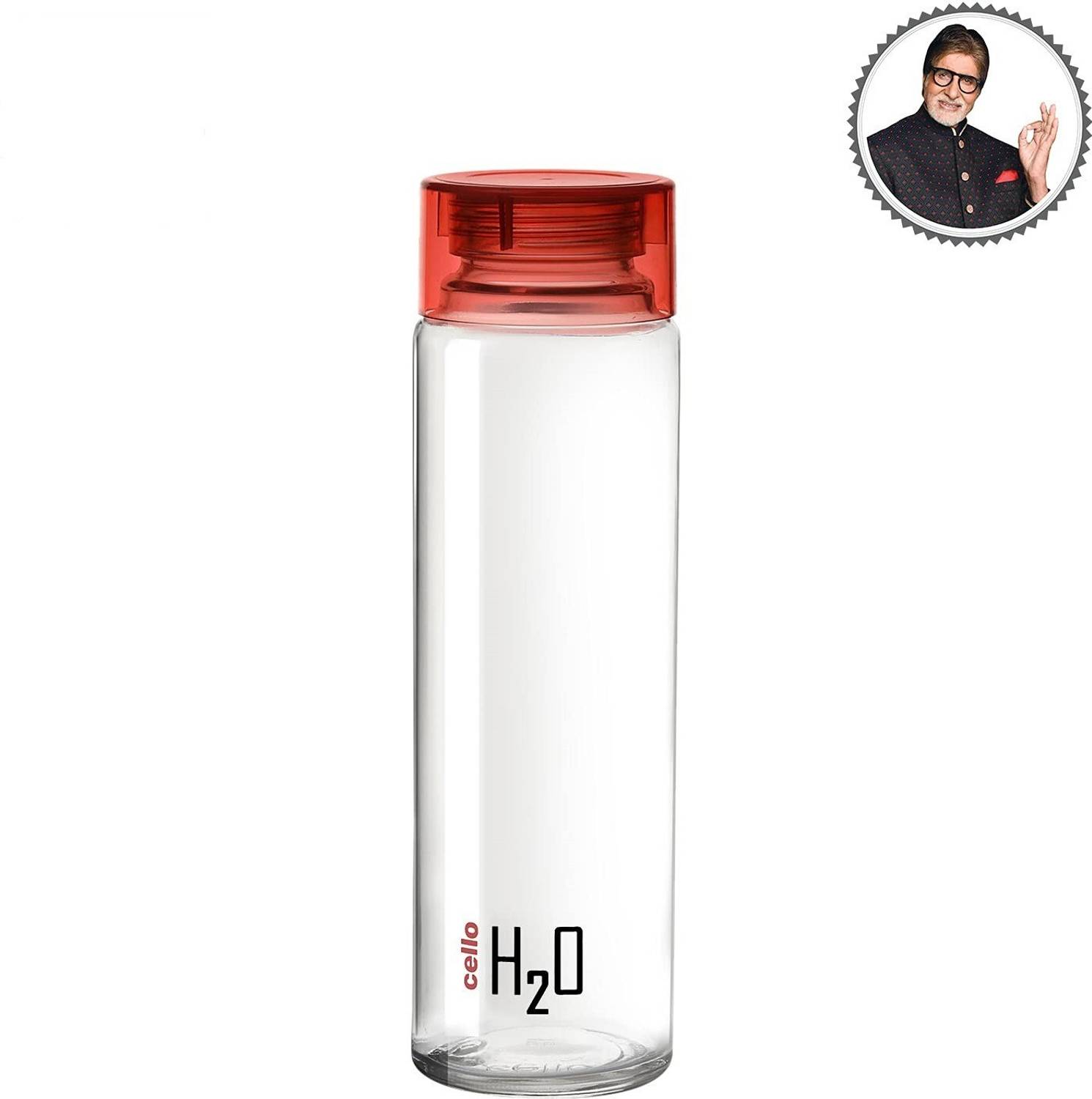 cello by cello h2o glass fridge water bottle red 1000 ml Glass Bottle
