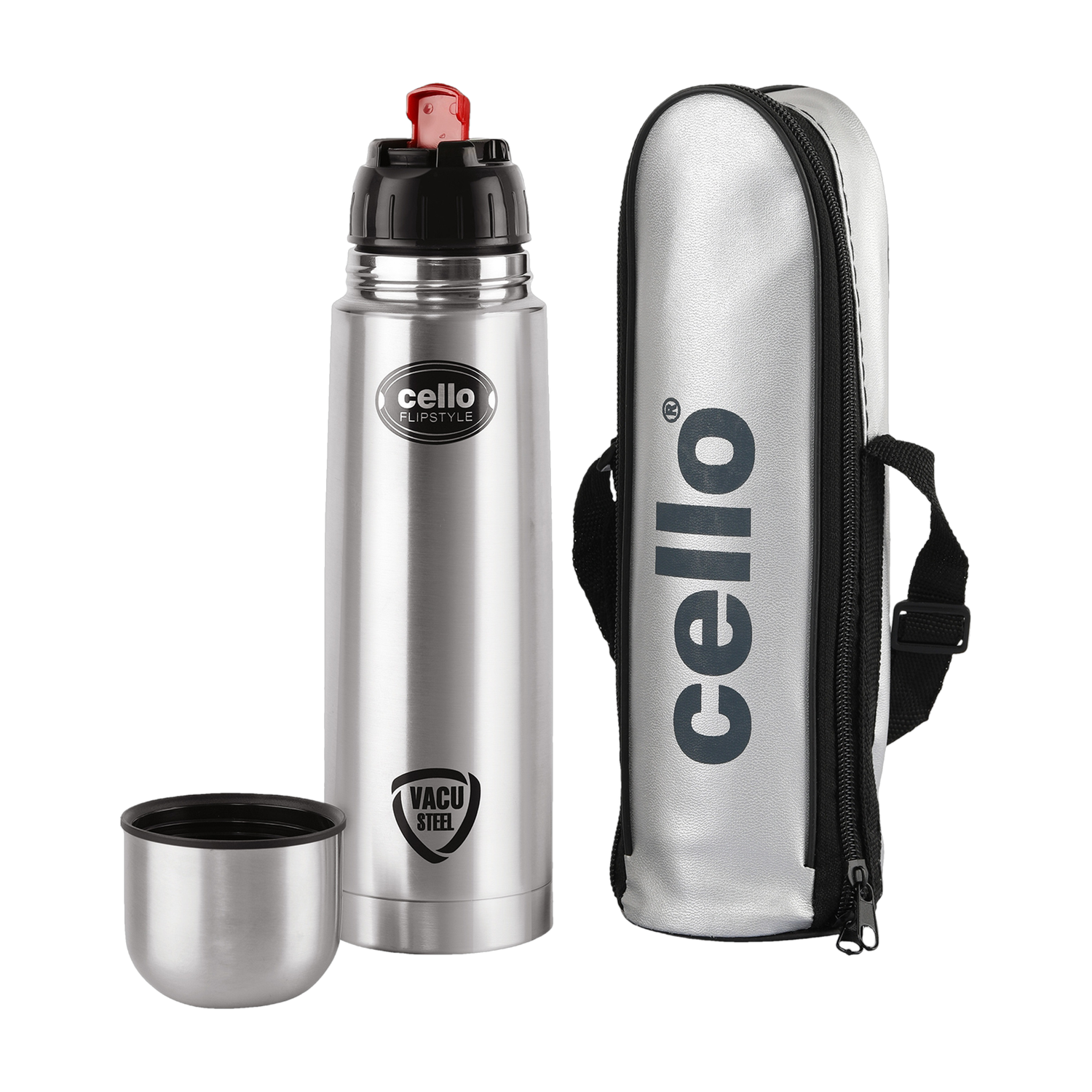 cello Flip Style with Jacket Stainless 1000 ml Stainless Steel Flask