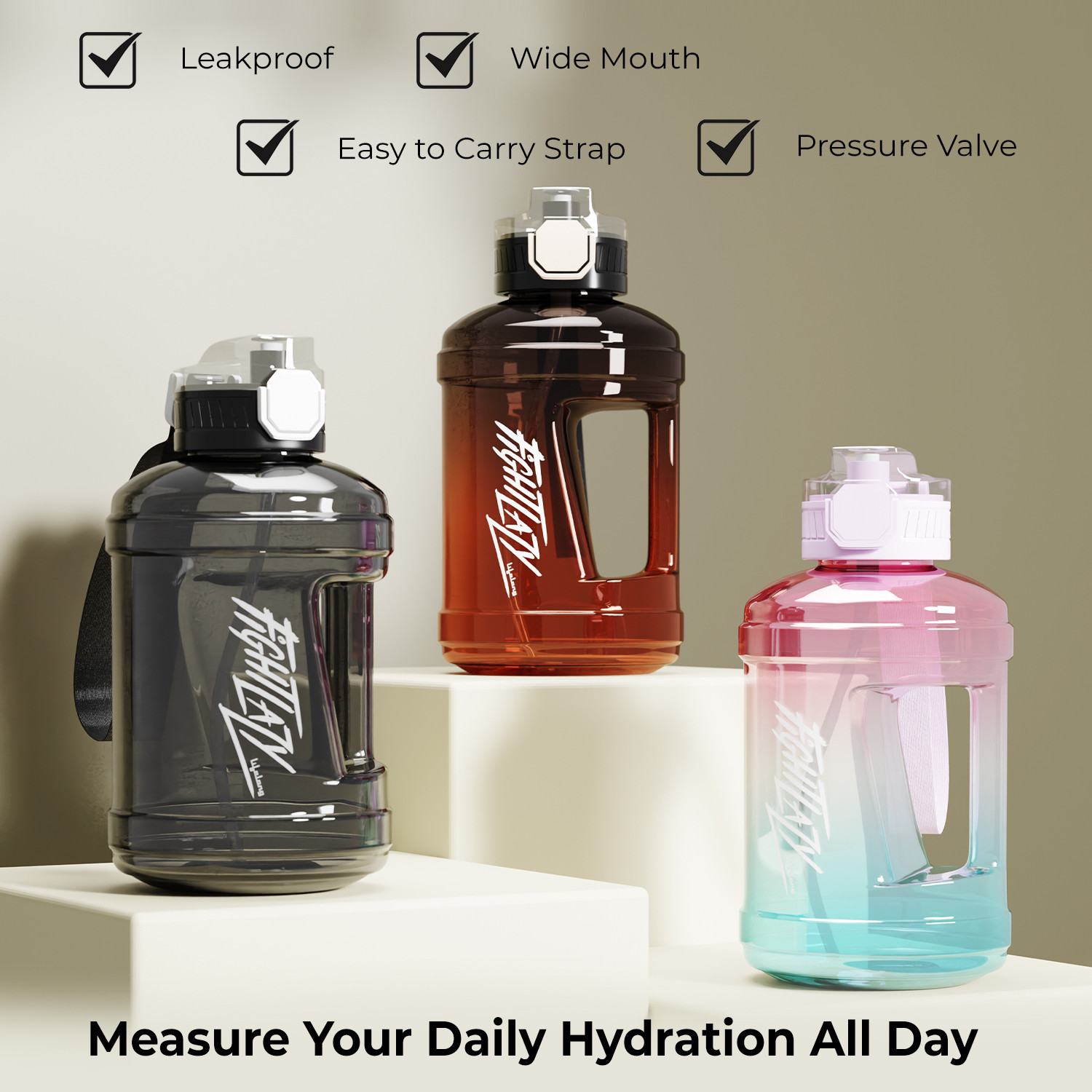 Image of Lifelong Gallon Water Bottle 1.6 Liter for Gym & Sports 1600 ml Plastic Bottle